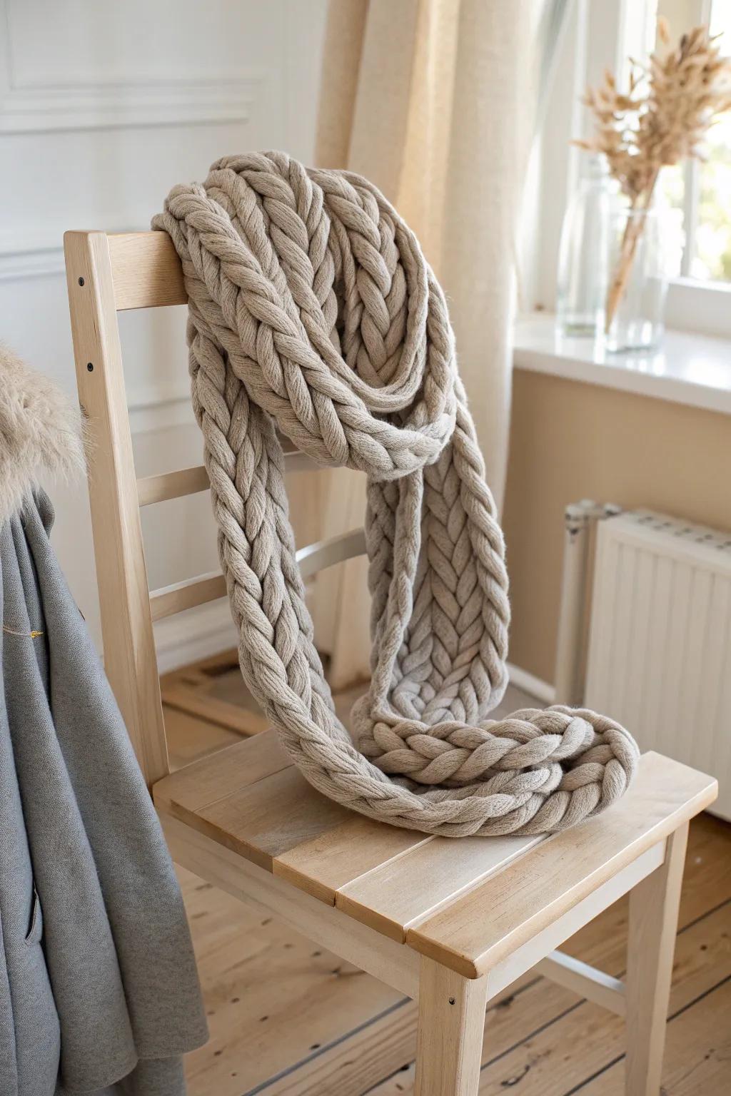 Transform your old t-shirts into a chic infinity scarf with a touch of boho elegance.