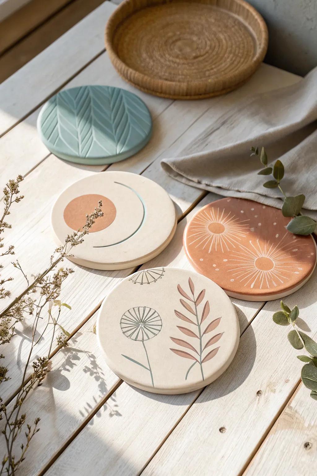 Elevate your space with custom clay coasters—where functionality meets beauty in every handcrafted piece.