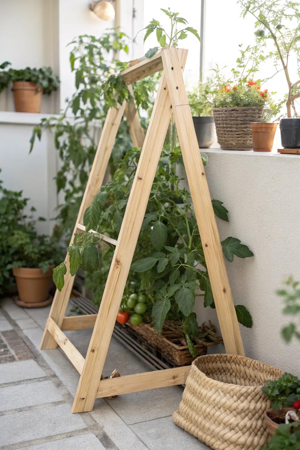 Elevate your garden with the elegance of an A-frame support—a perfect blend of Scandinavian simplicity and Bohemian charm.