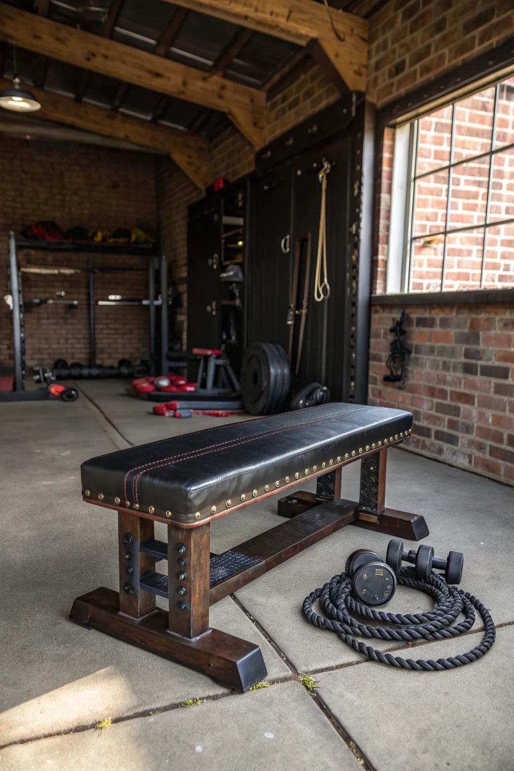 Transform your toy hauler garage into a personal gym with style and functionality.