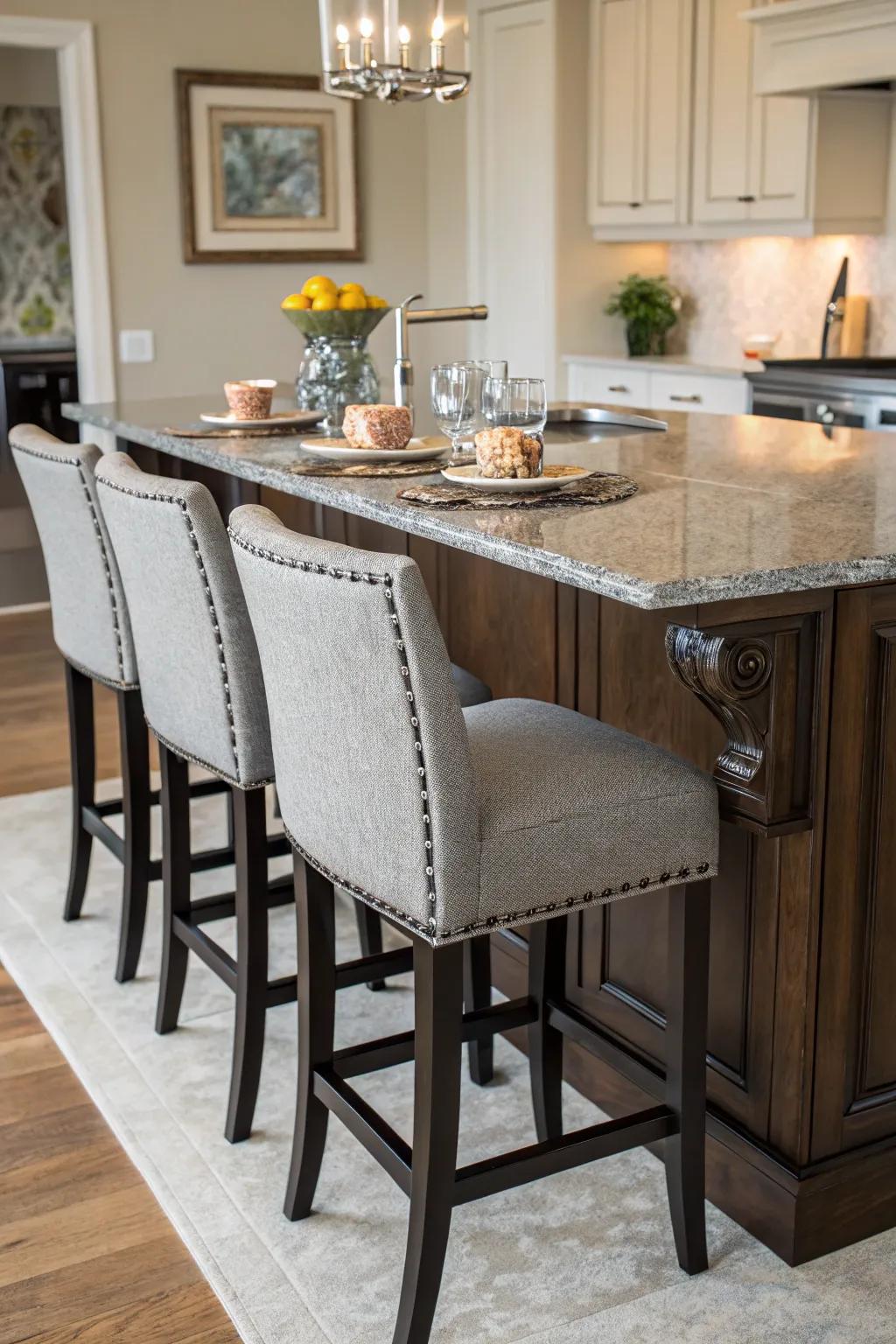 The kitchen island serves as a functional and social centerpiece.