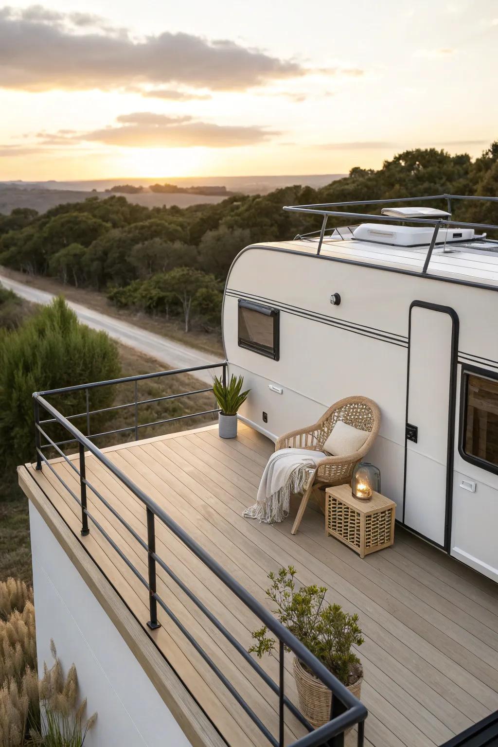 Elevate your adventures with a minimalist rooftop deck—where every sunset becomes a masterpiece.