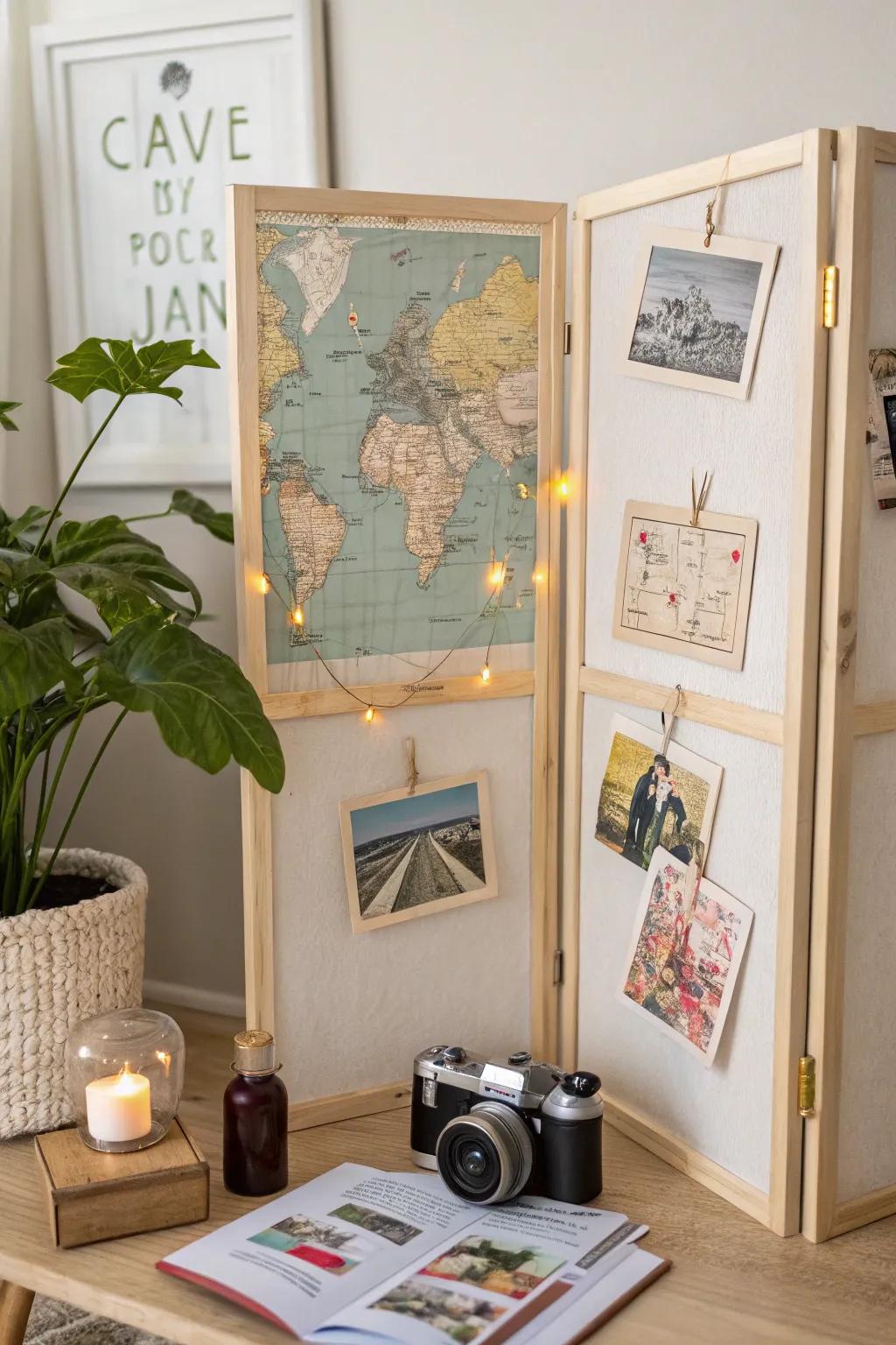 Transform your adventures into a timeless tapestry with a stylish travel memory board, where every glance is a journey. ✈️📸✨