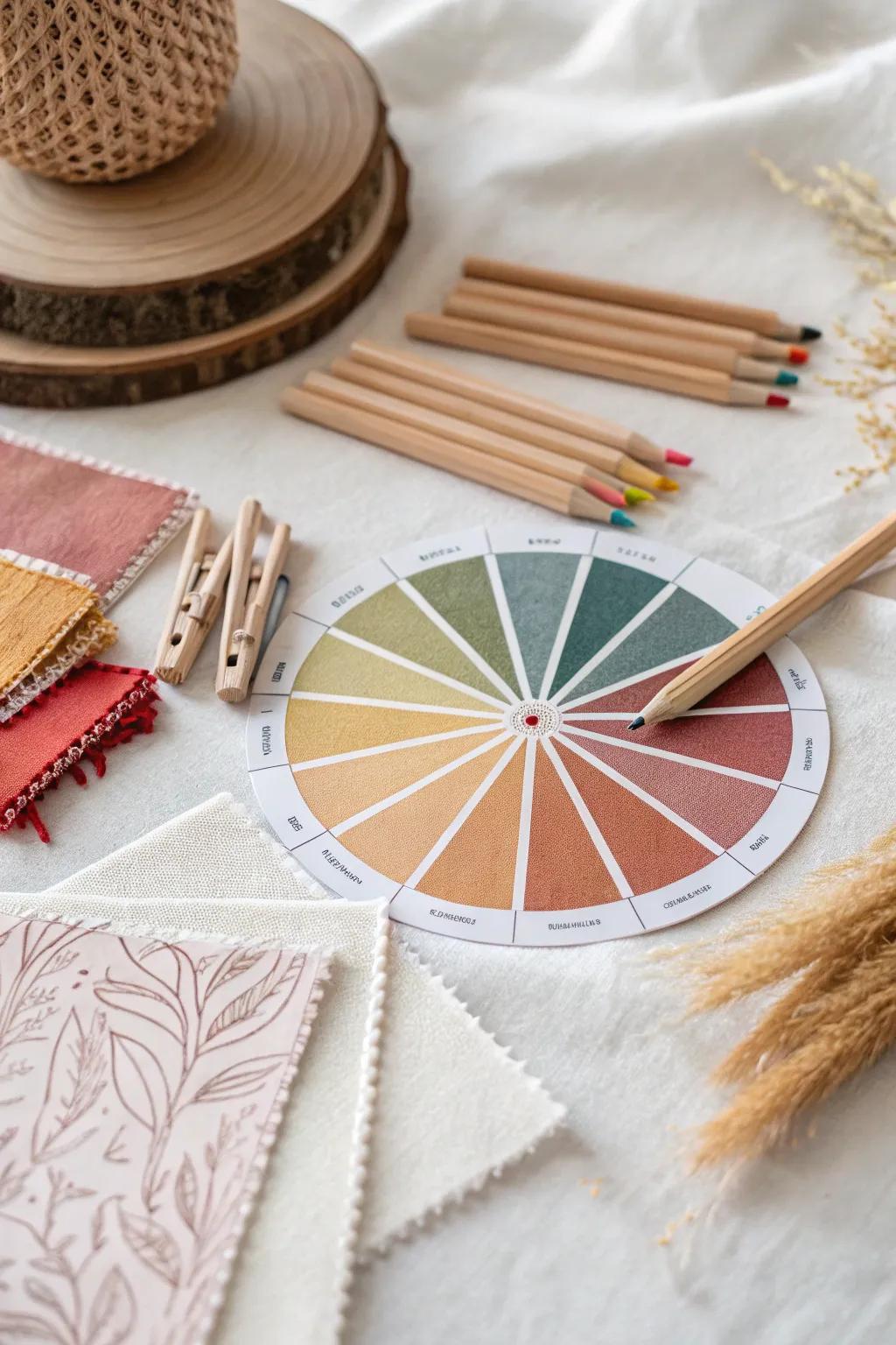 Discover the artistry of mixed media with this unique color wheel, where simplicity meets creativity.
