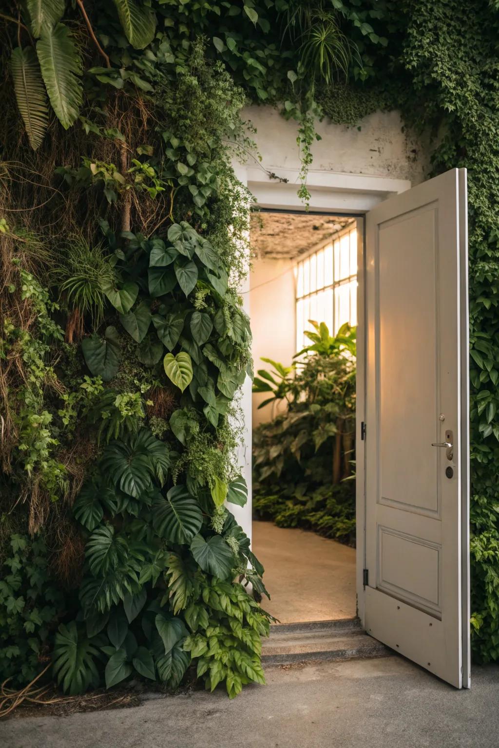 Green walls bring nature into your home while ingeniously covering doorways.