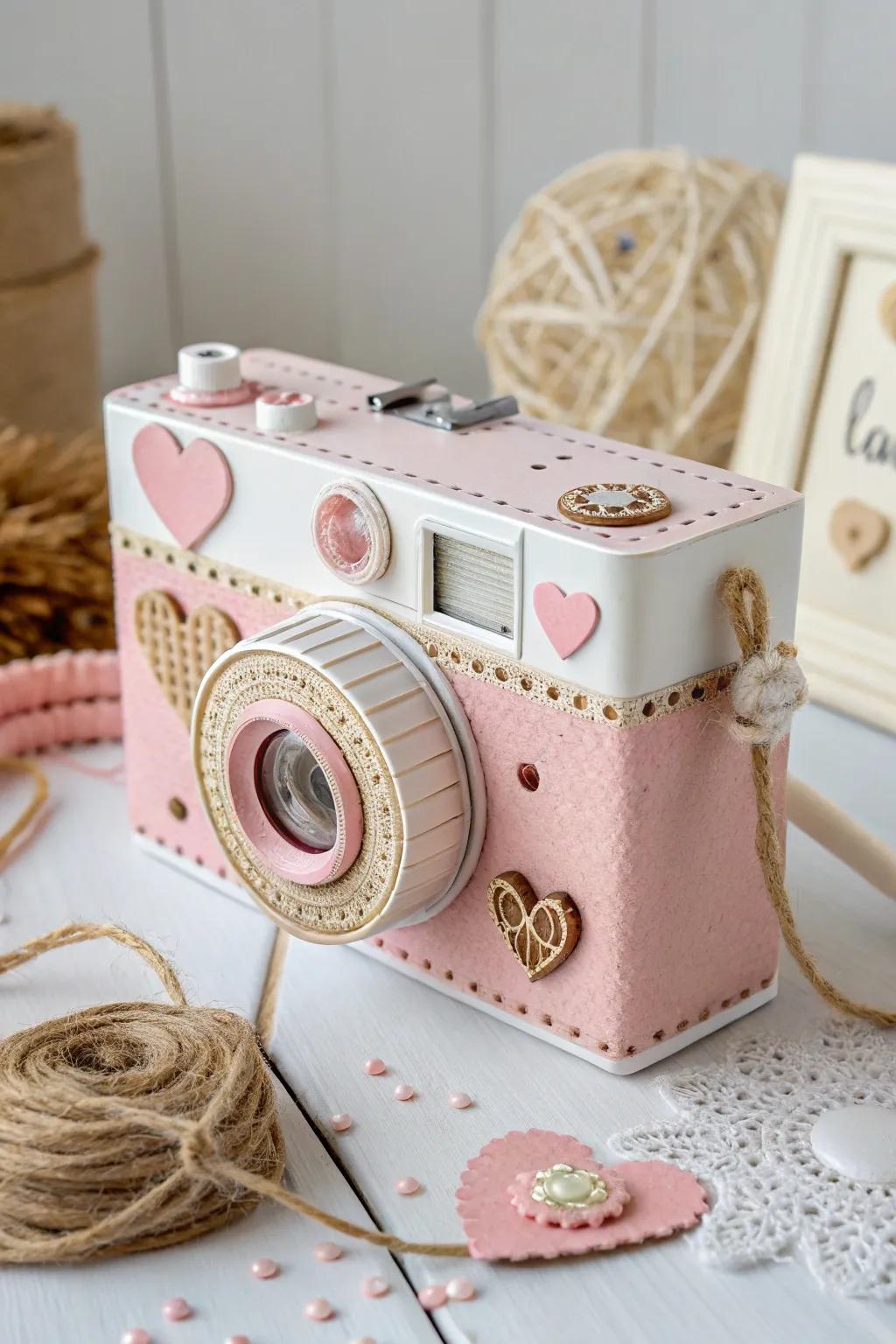 Capture love in a frame with this charming DIY camera Valentine box!
