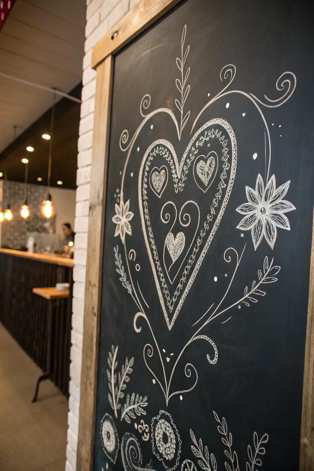 Embrace the cozy charm of hand-drawn love with this minimalist chalkboard design.
