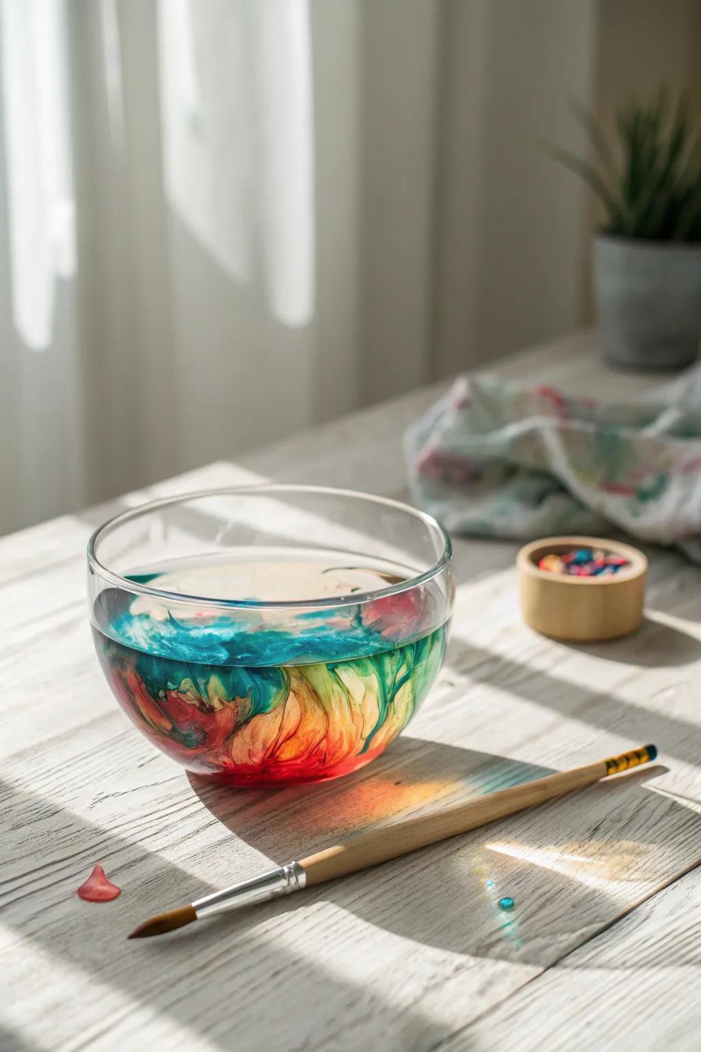Unleash creativity with the simplicity of colored water art for kids.
