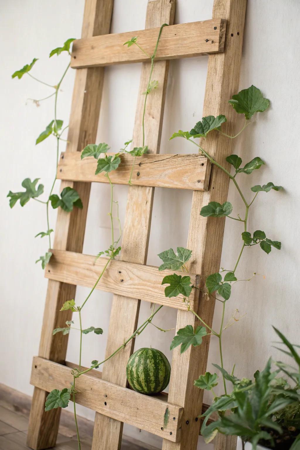 Turn simplicity into beauty: Craft your own wooden pallet trellis for a chic, eco-friendly garden accent.
