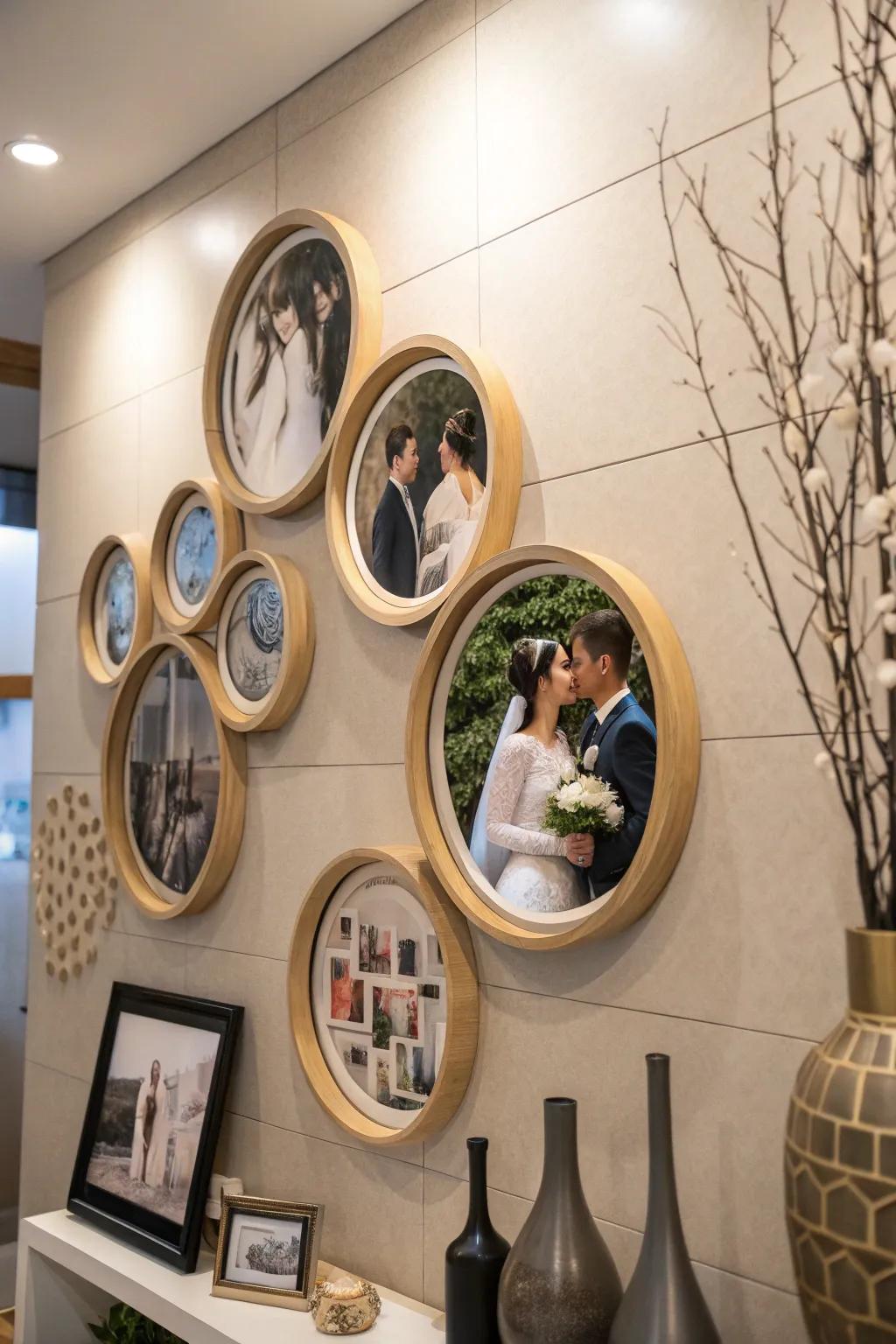 Introduce a unique twist with circular frames for your photos.