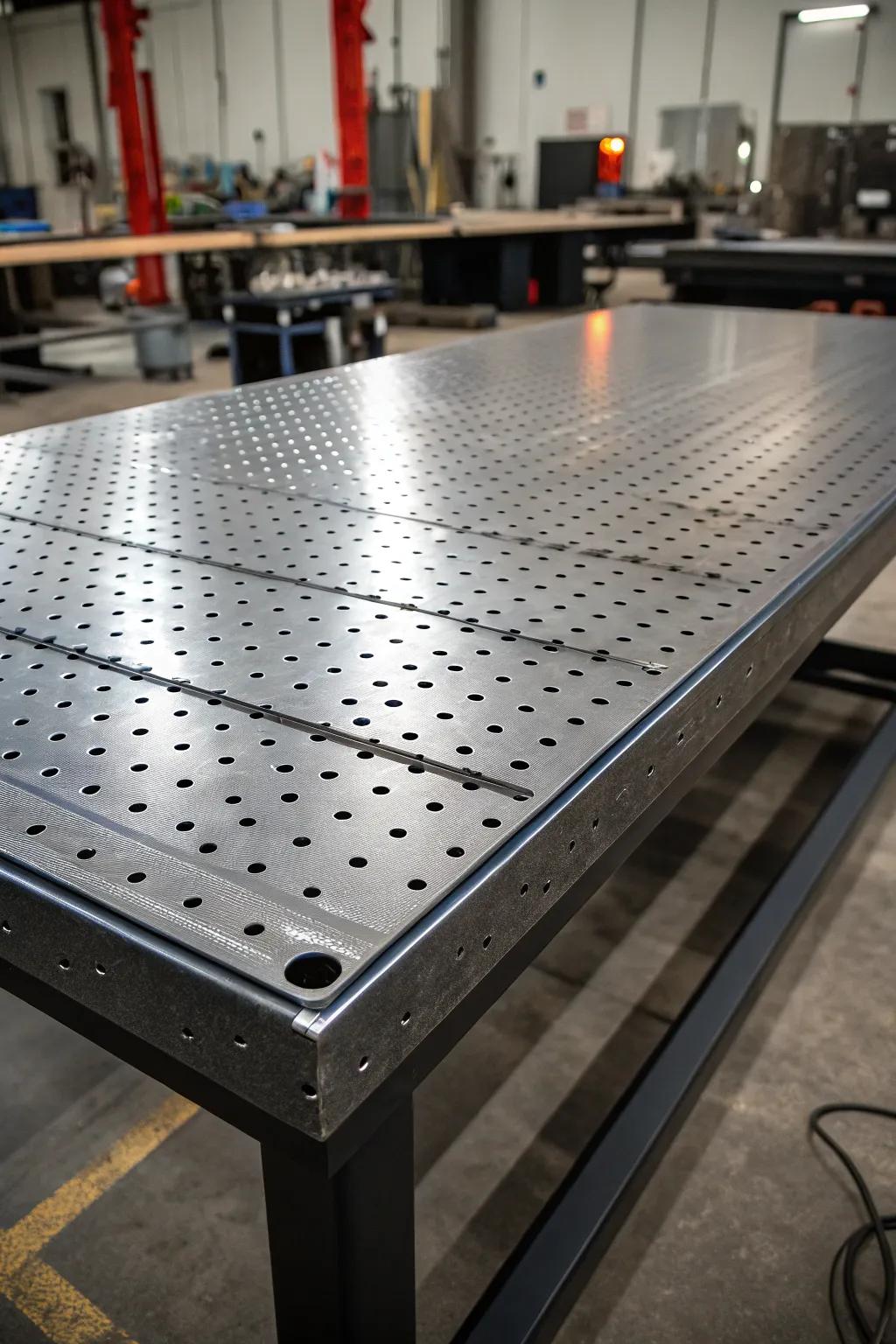 Discover the unmatched versatility of a perforated welding tabletop—your ultimate craftsmanship companion.