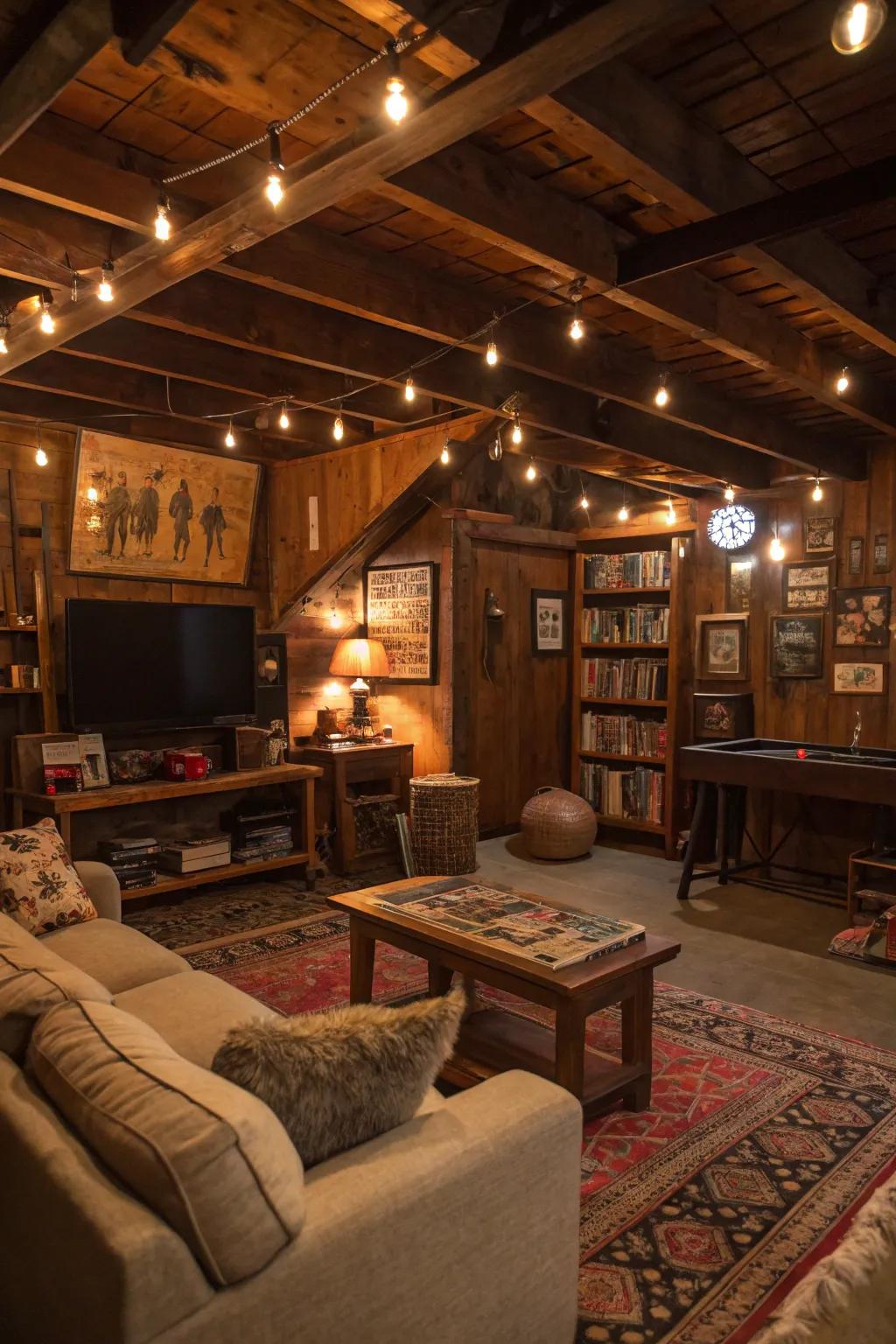 Warm lighting enhances the cozy atmosphere.