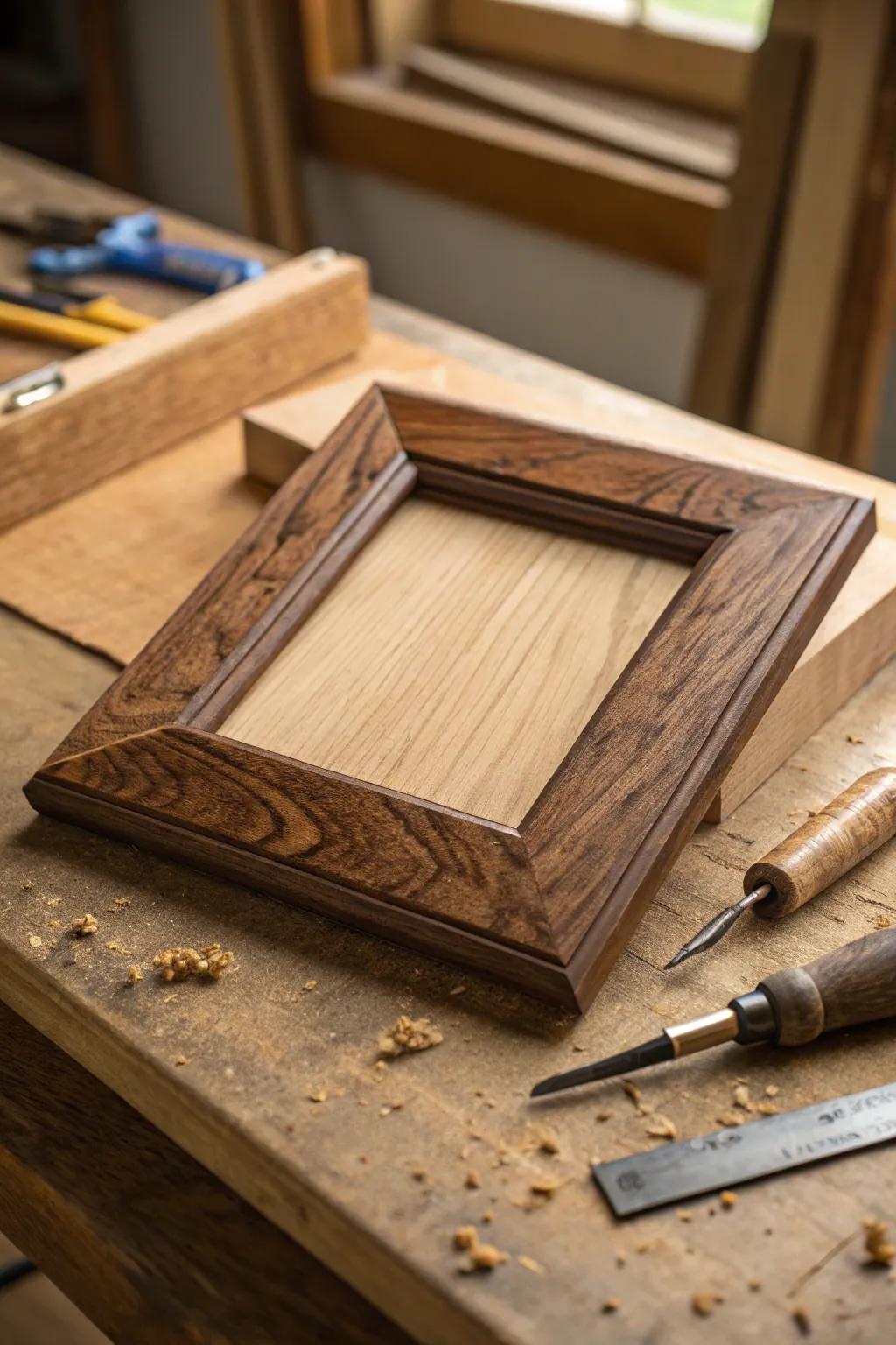 Craftsmanship at its finest: A stunning DIY wooden photo frame to inspire your next project.