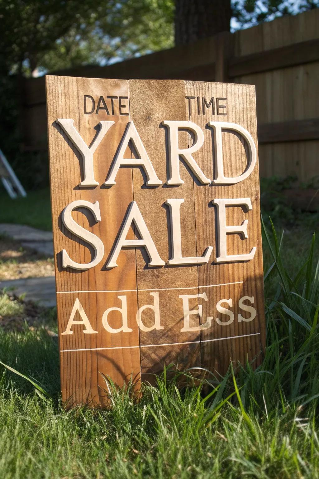 Simplicity in Craft: The Perfect Yard Sale Sign for Clarity and Charm
