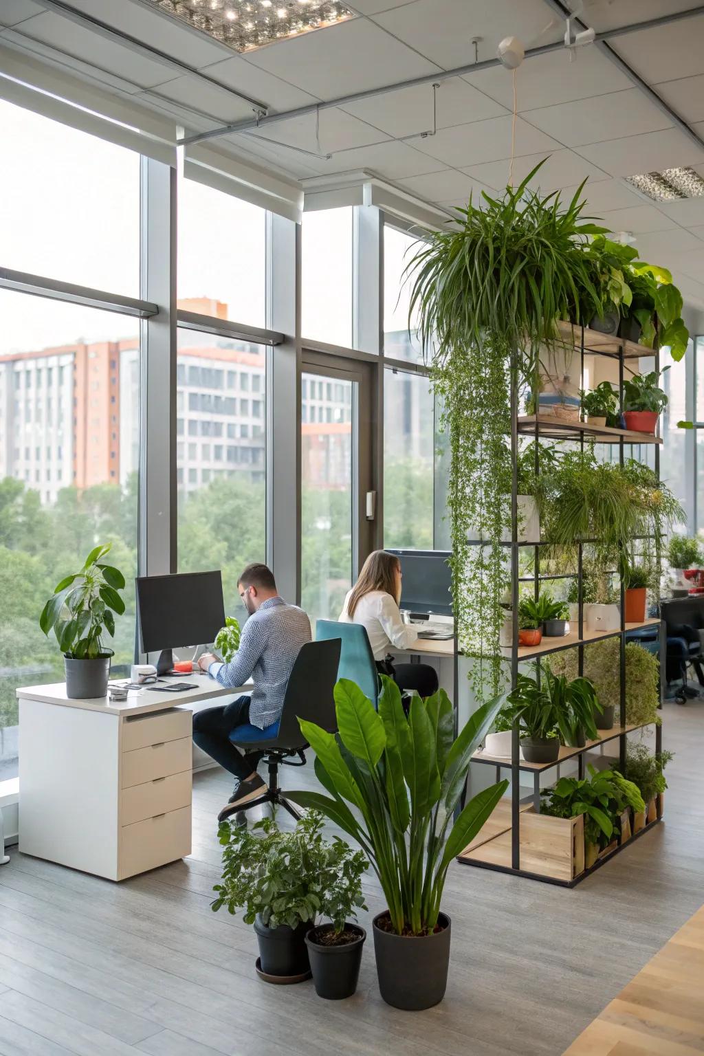 Indoor plants bring life and freshness to the office.