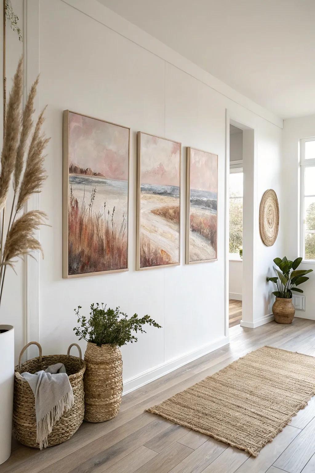 Discover the art of three-part harmony with this serene triptych masterpiece.