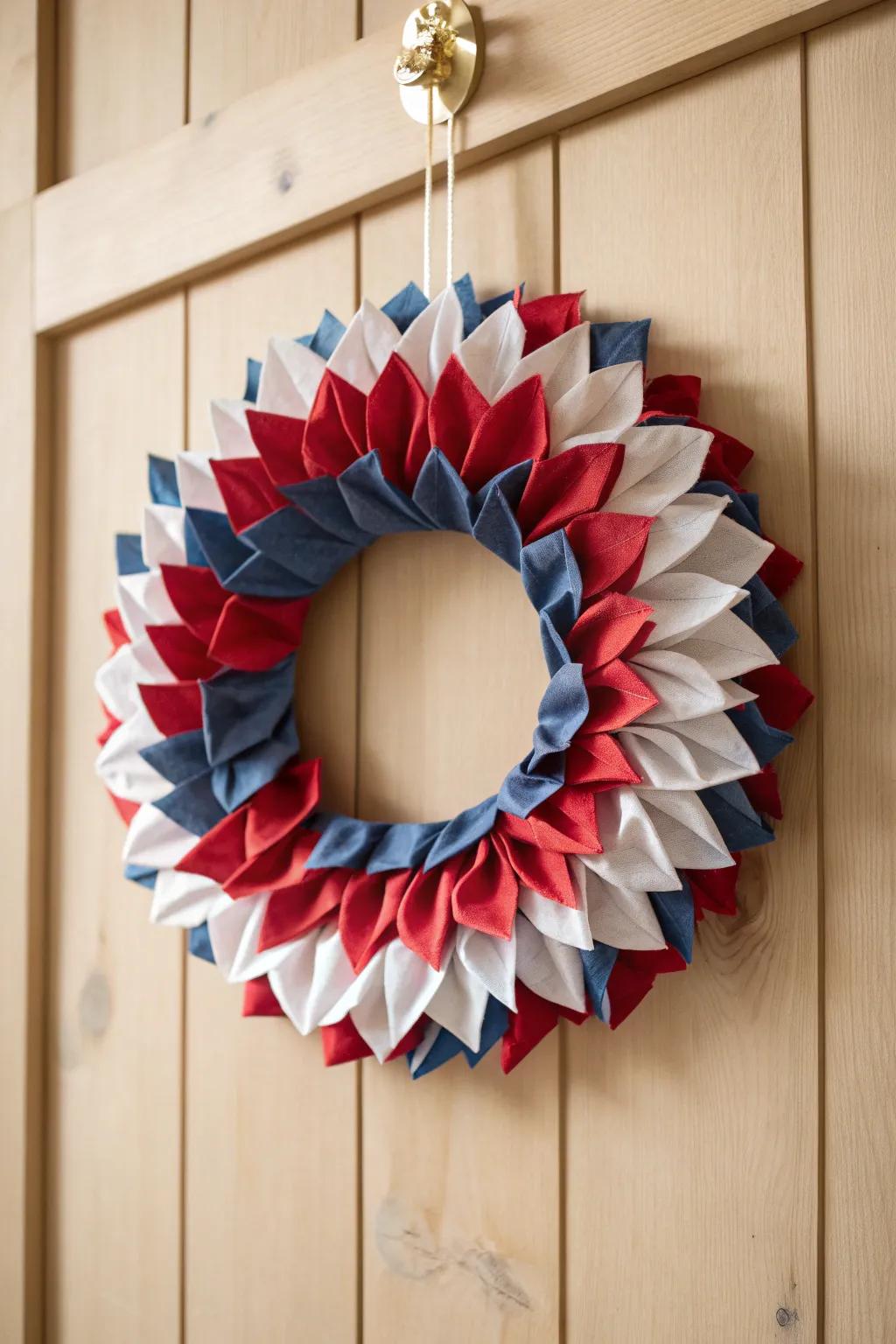 Celebrate the 4th of July with a touch of minimalist charm—this DIY napkin wreath adds a festive flair with simplicity and style.