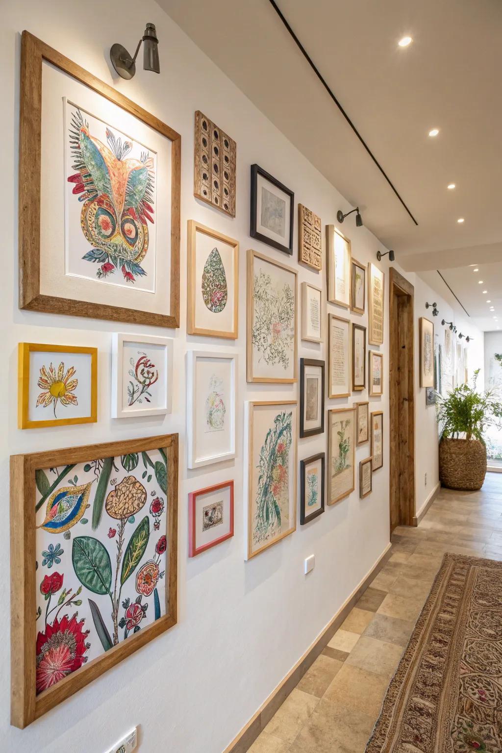 Embrace the art of storytelling with a stunning alebrije gallery wall, where simplicity meets vibrant craftsmanship.