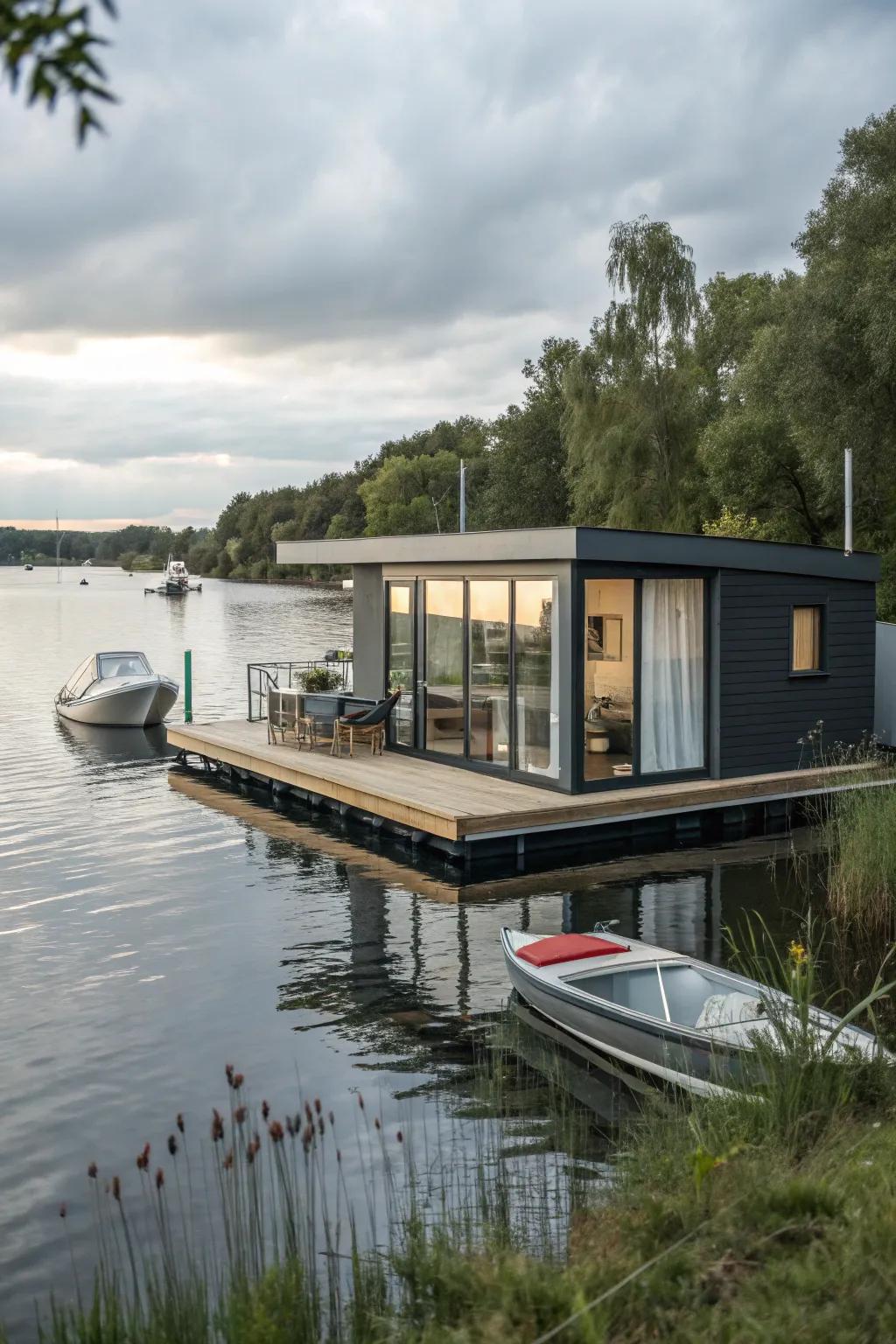 Floating homes offer a unique and adaptable living experience.