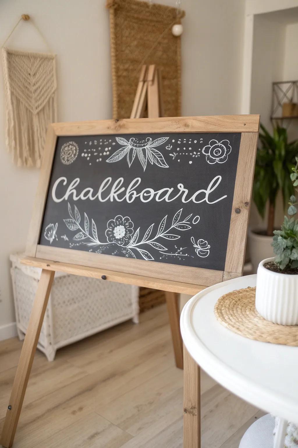 Capture cherished memories with personalized chalkboard messages at your baby shower.