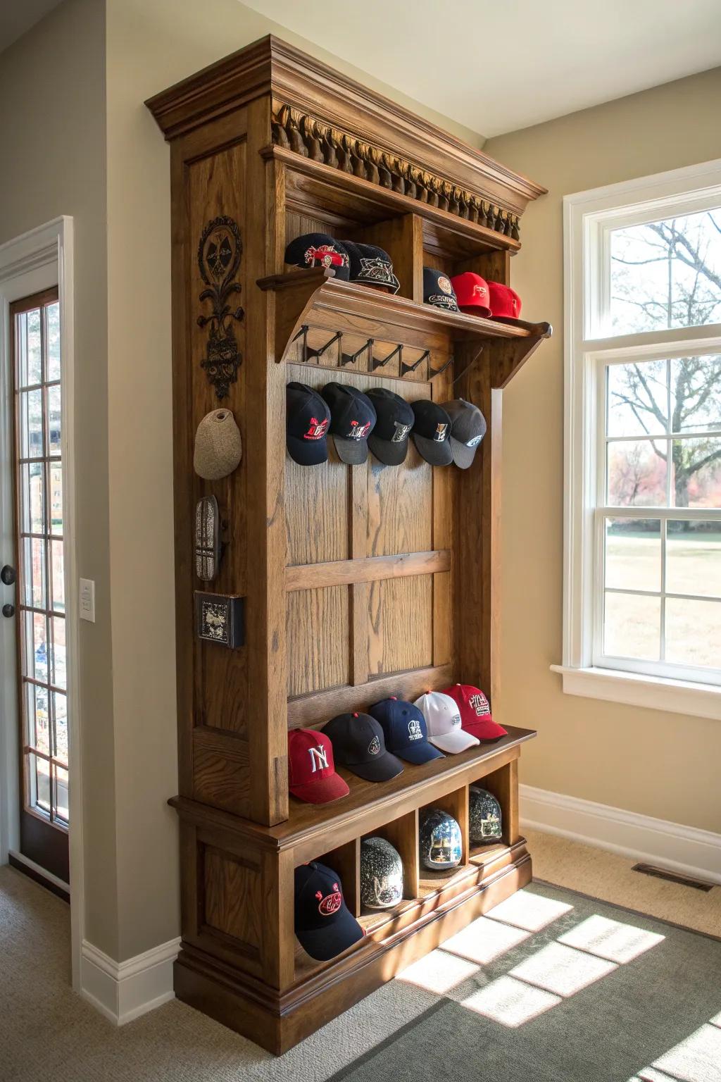 Elevate your space with a handcrafted hall tree that showcases your collection with style.