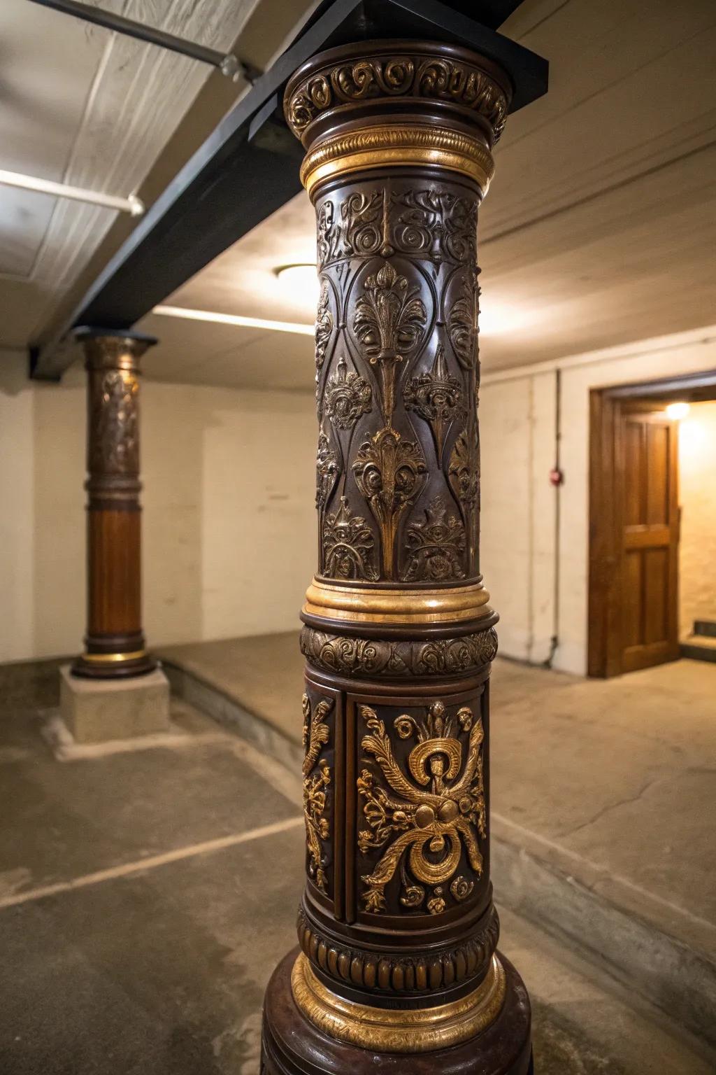Elevate your space with vintage-inspired pole wraps that showcase timeless craftsmanship.