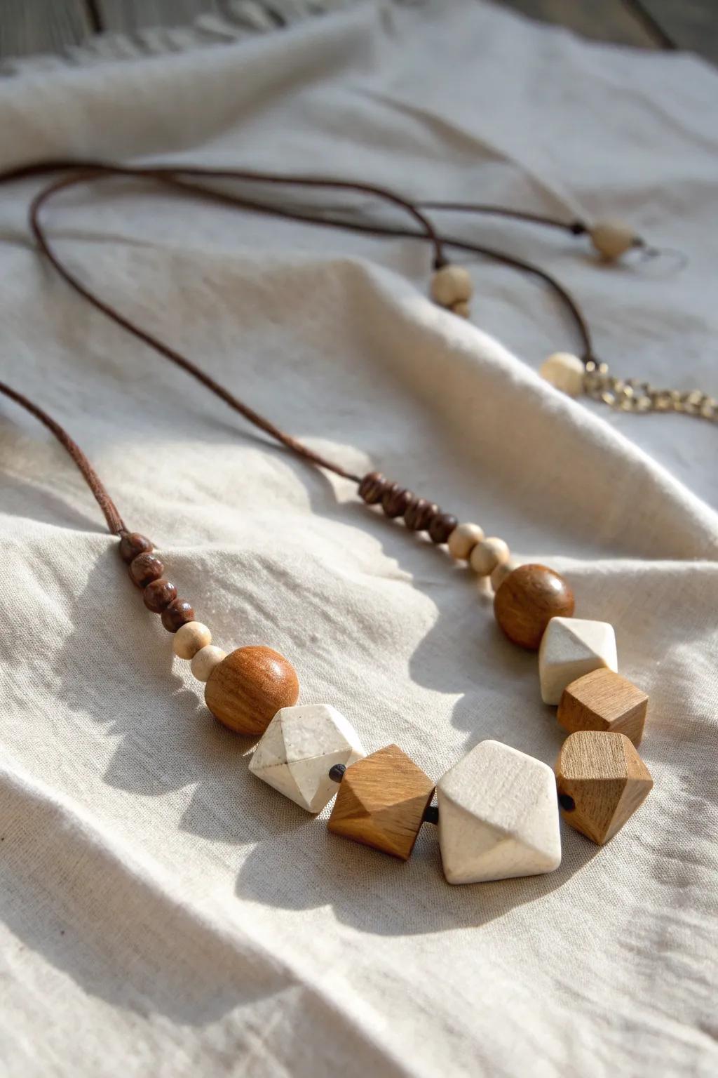 Embrace simplicity with a geometric bead necklace, where Scandinavian minimalism meets Boho charm.