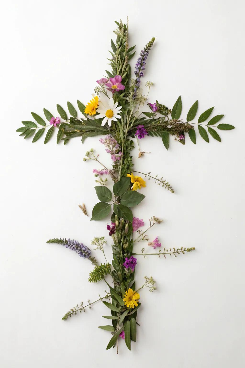 Embrace simplicity and nature with this enchanting cross mosaic craft.