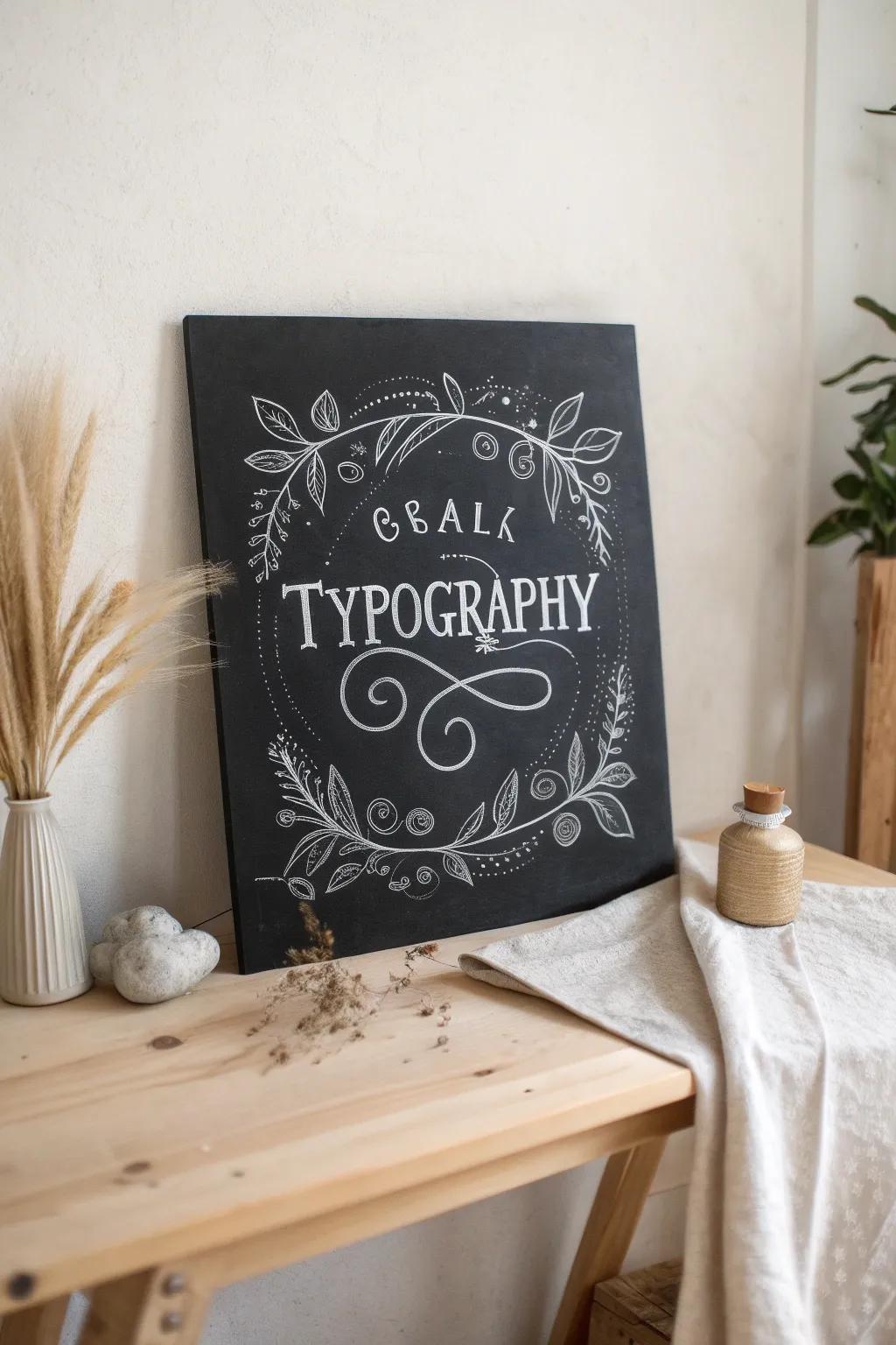 Elevate your space with the timeless elegance of chalkboard typography. Perfect for a touch of personalized charm.