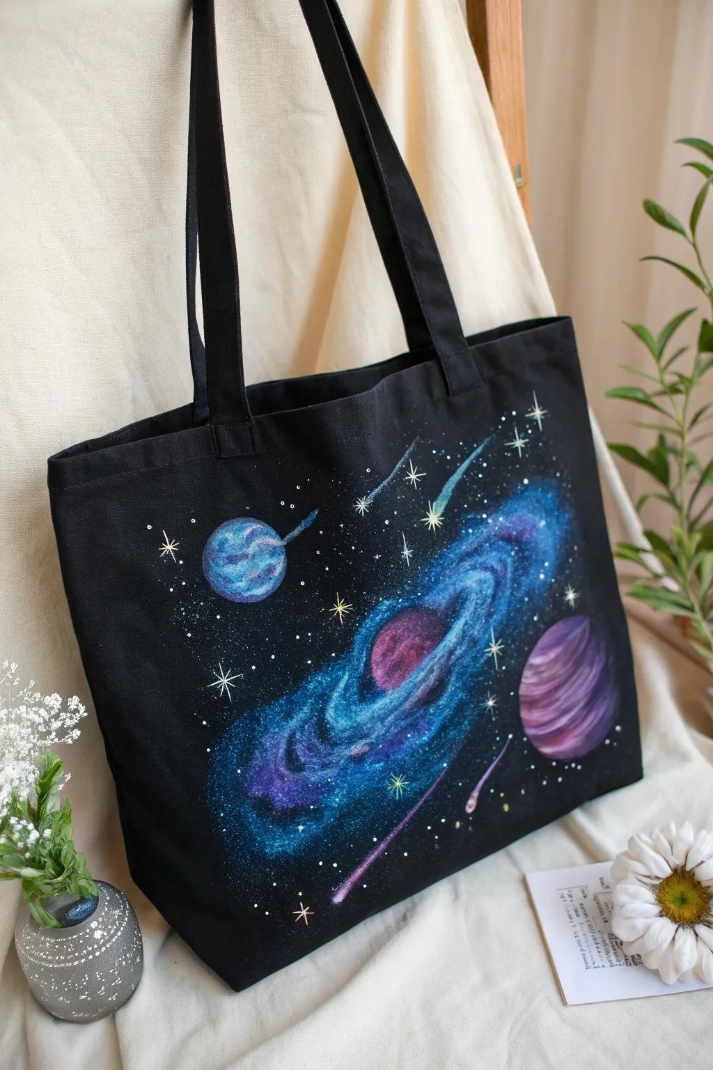 Discover the universe on your tote – where minimalism meets cosmic beauty.