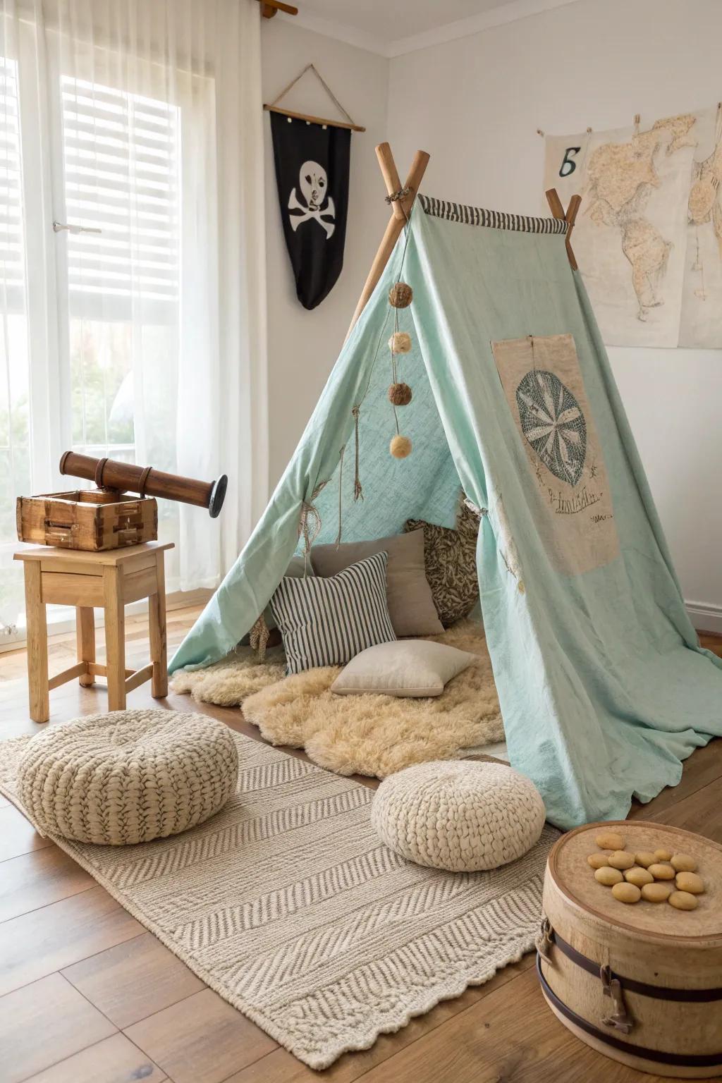 Set sail on a cozy adventure with this enchanting Pirate Ship blanket fort, where simplicity meets imagination.