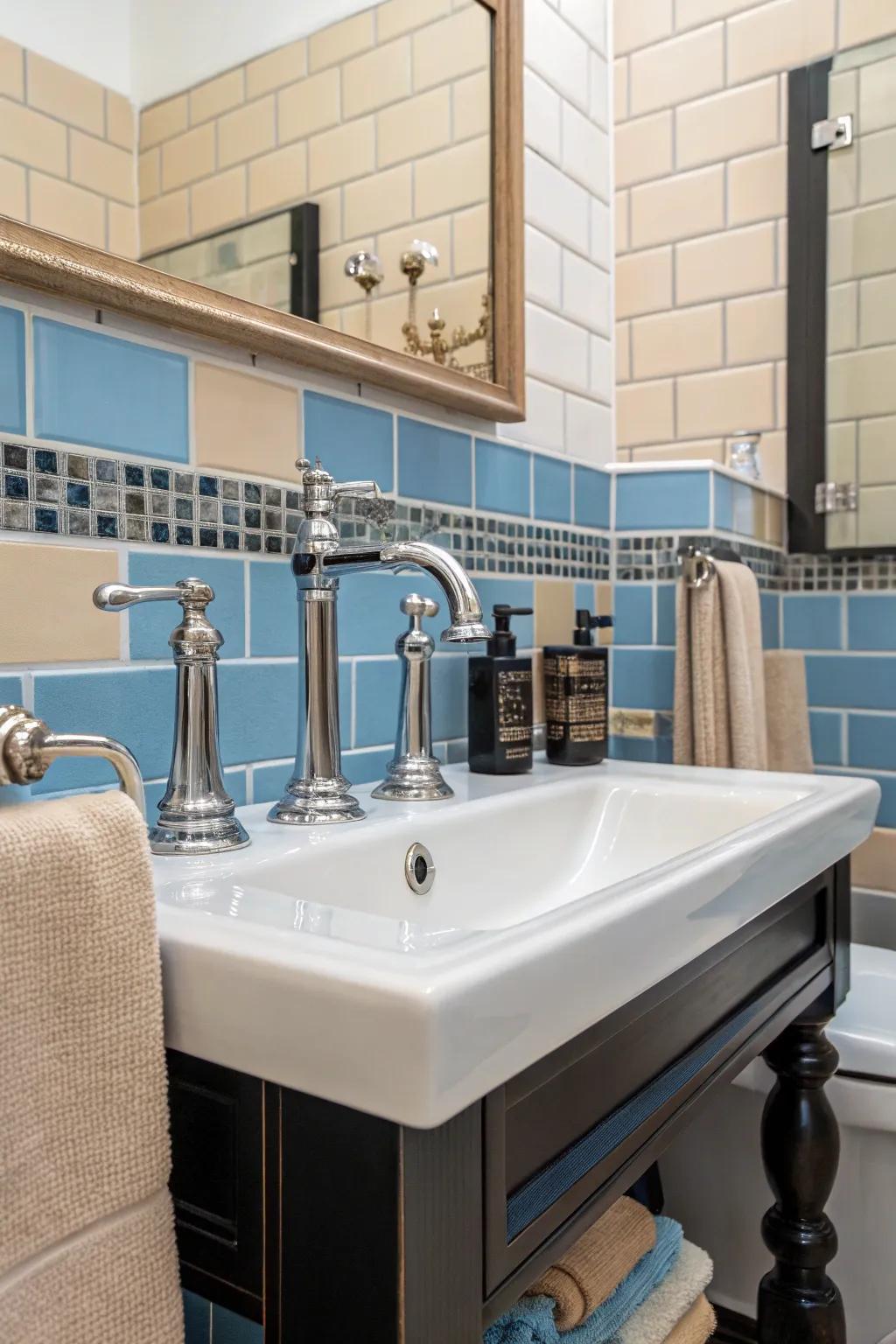 Modernize your bathroom with mixed metal finishes.