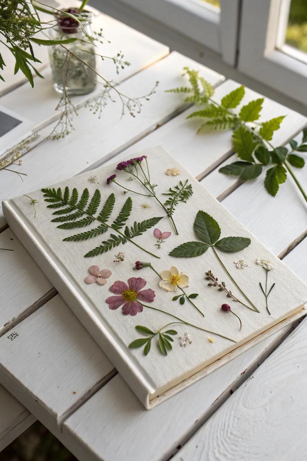 Embrace nature's elegance with a handcrafted book cover that brings the beauty of the outdoors to your desk.