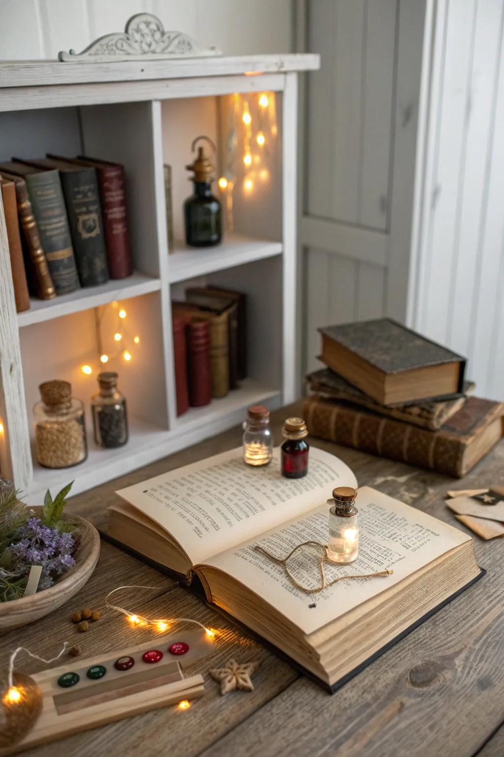 Step into a tiny world of enchantment with this whimsical wizard's study diorama.