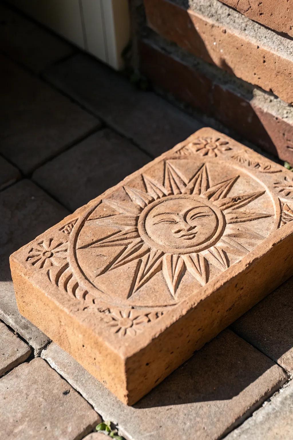 Craftsmanship in every detail: A sun-engraved brick that elevates artistry.