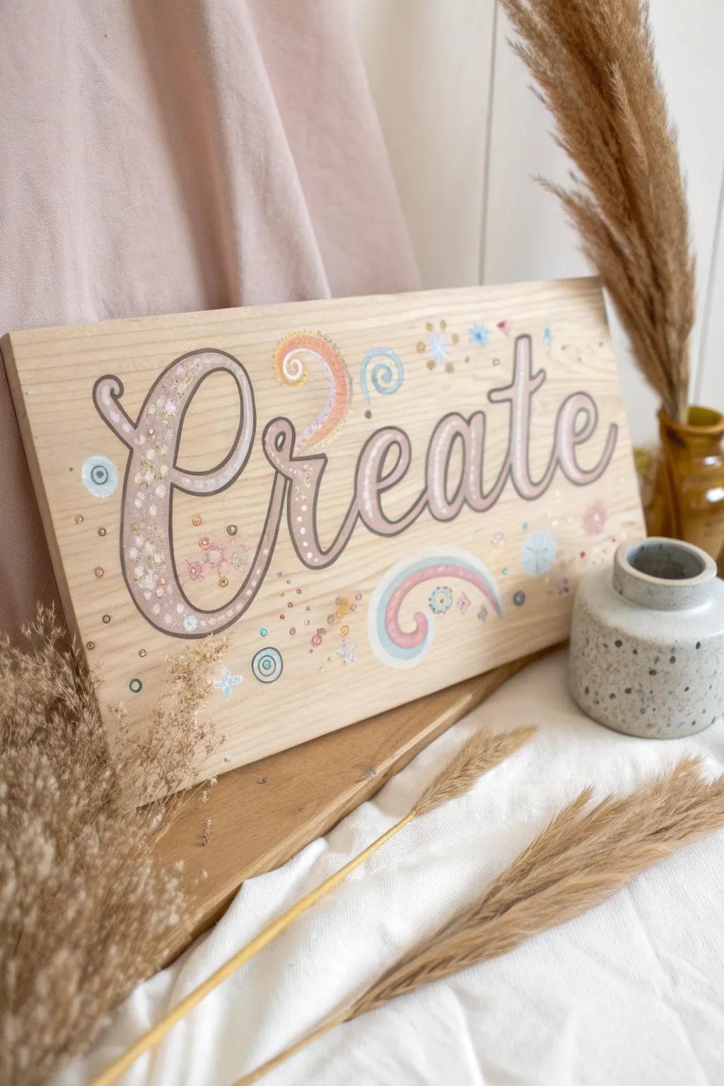 Elevate your space with the charm of bubble letter typography art.