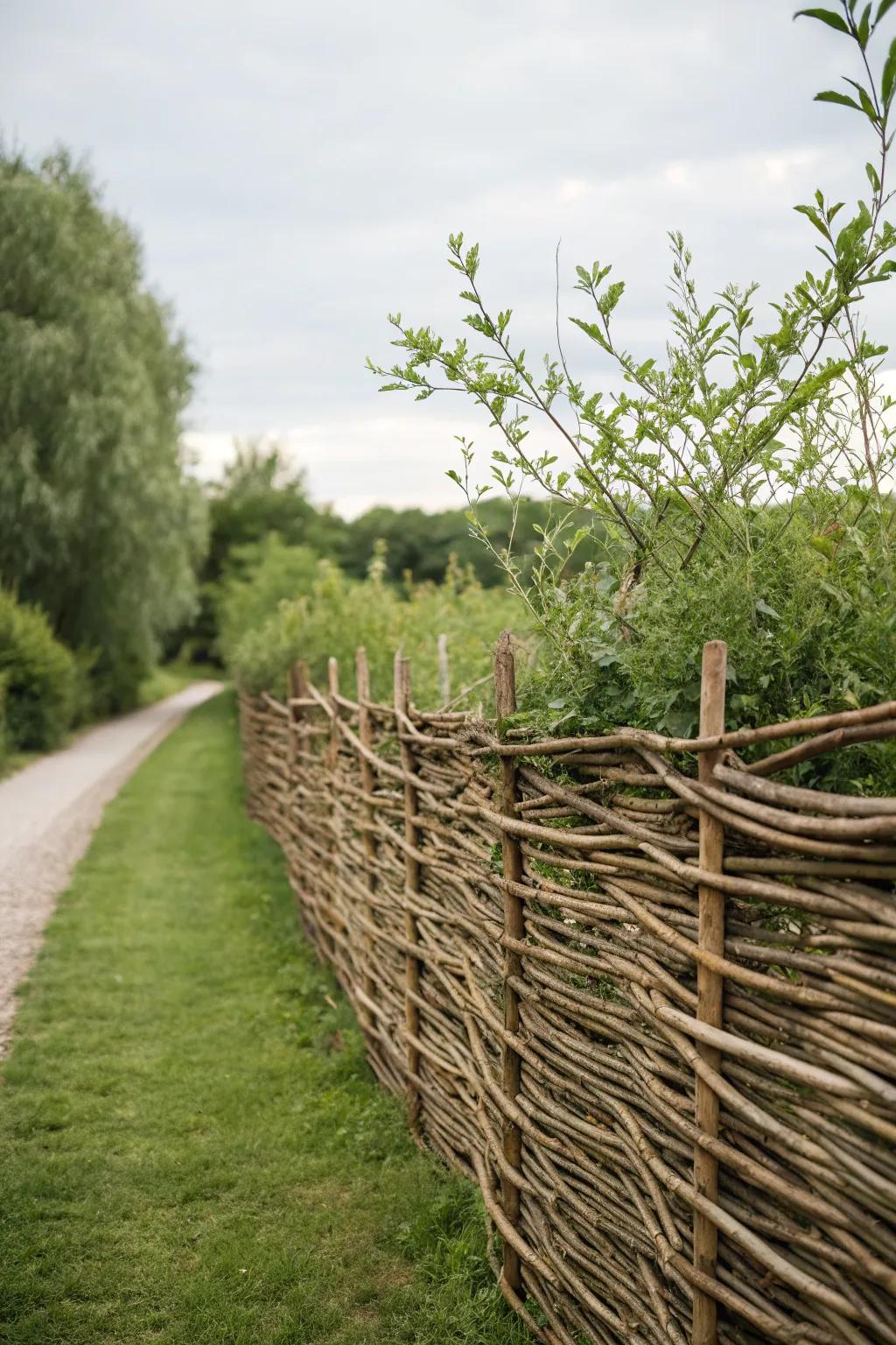 Embrace natural beauty with a handcrafted willow fence – a perfect blend of simplicity and charm.