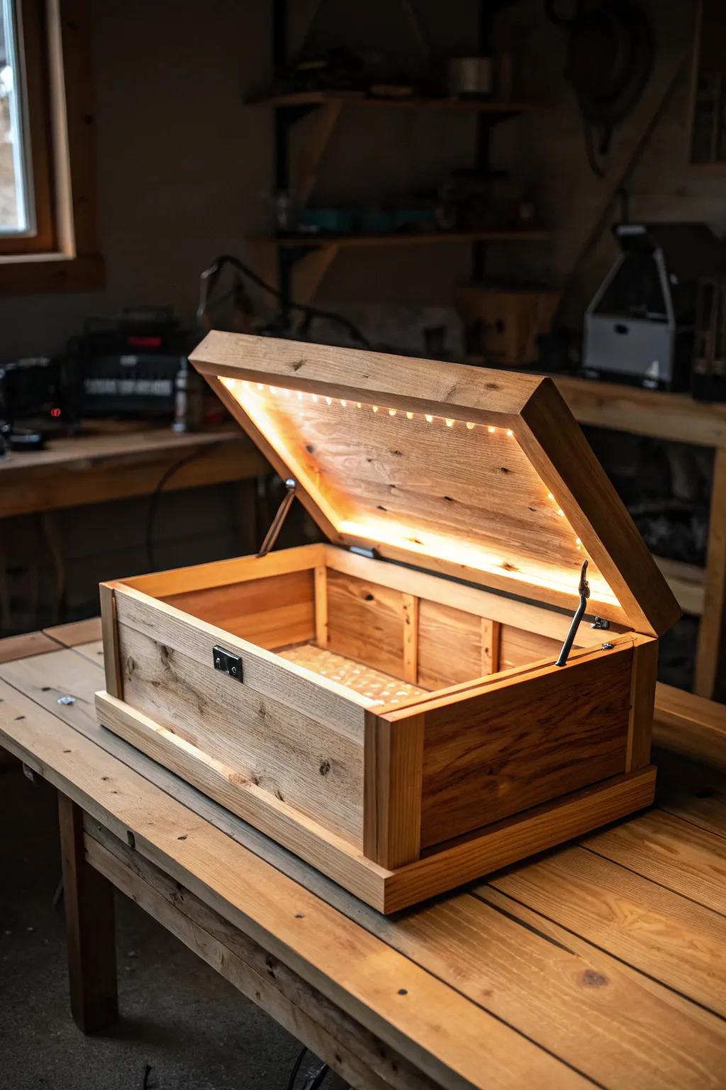 Warmth and Craft: A custom-built hover brooder that combines functionality with finely crafted design.