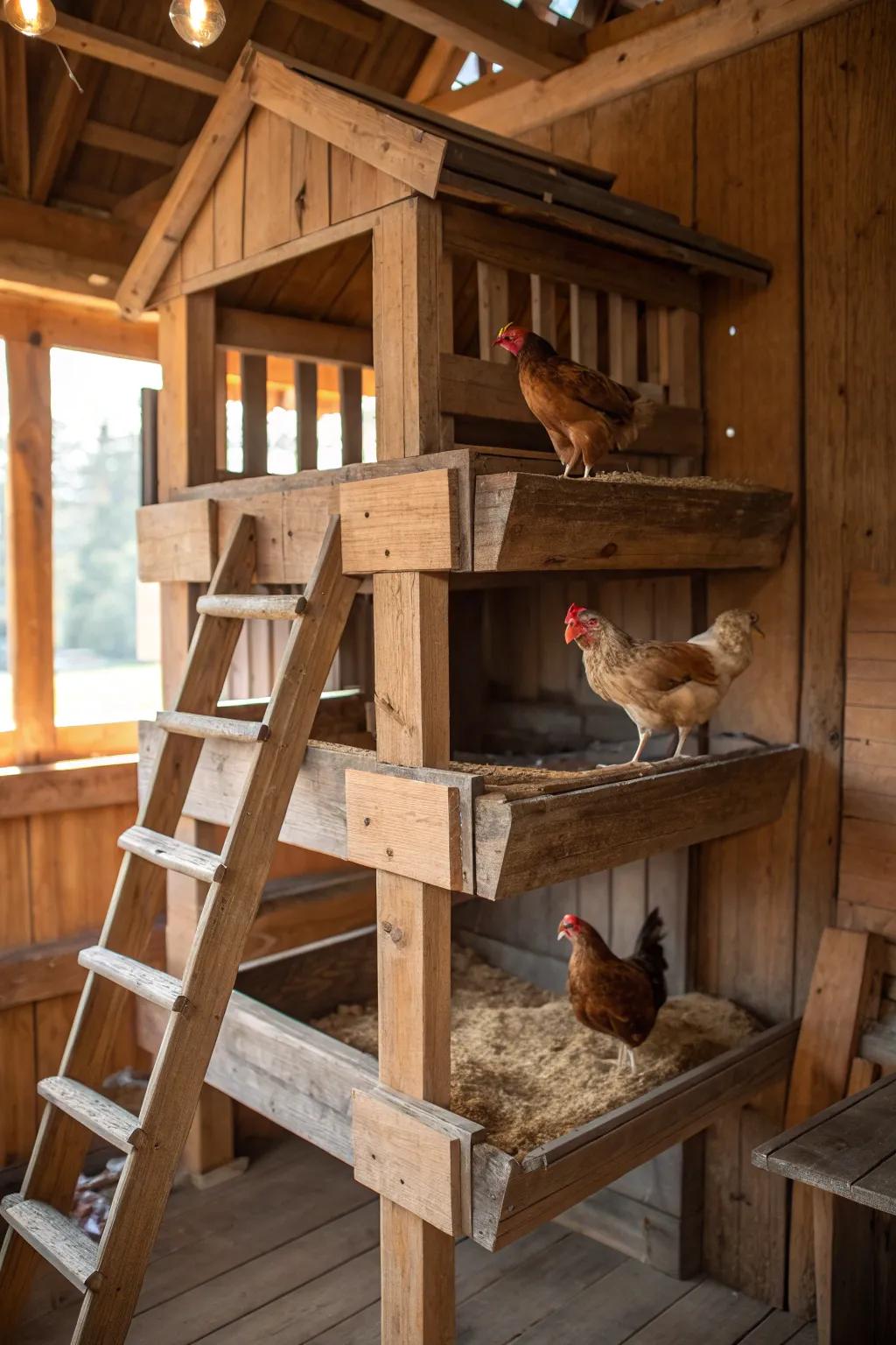 Elevate your flock's comfort with a handcrafted roost designed for variety and style.