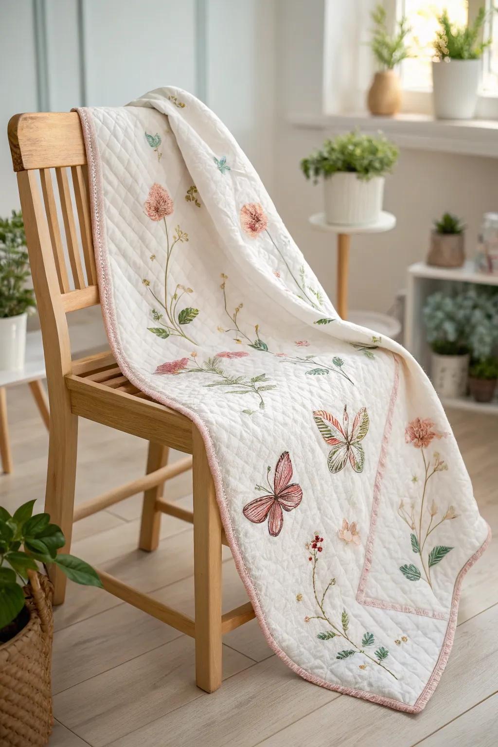 Wrap your little one in a Garden of Dreams with this enchanting floral quilt.