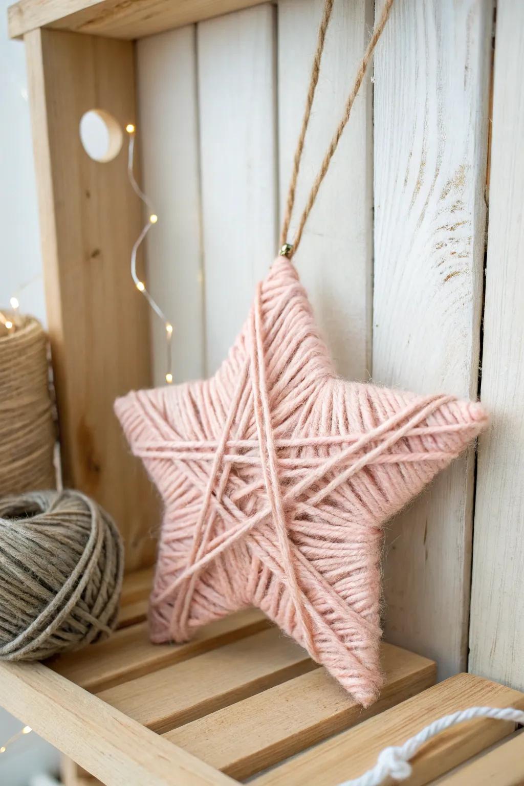 Embrace the beauty of simplicity with these charming yarn-wrapped stars, perfect for a handmade holiday touch.