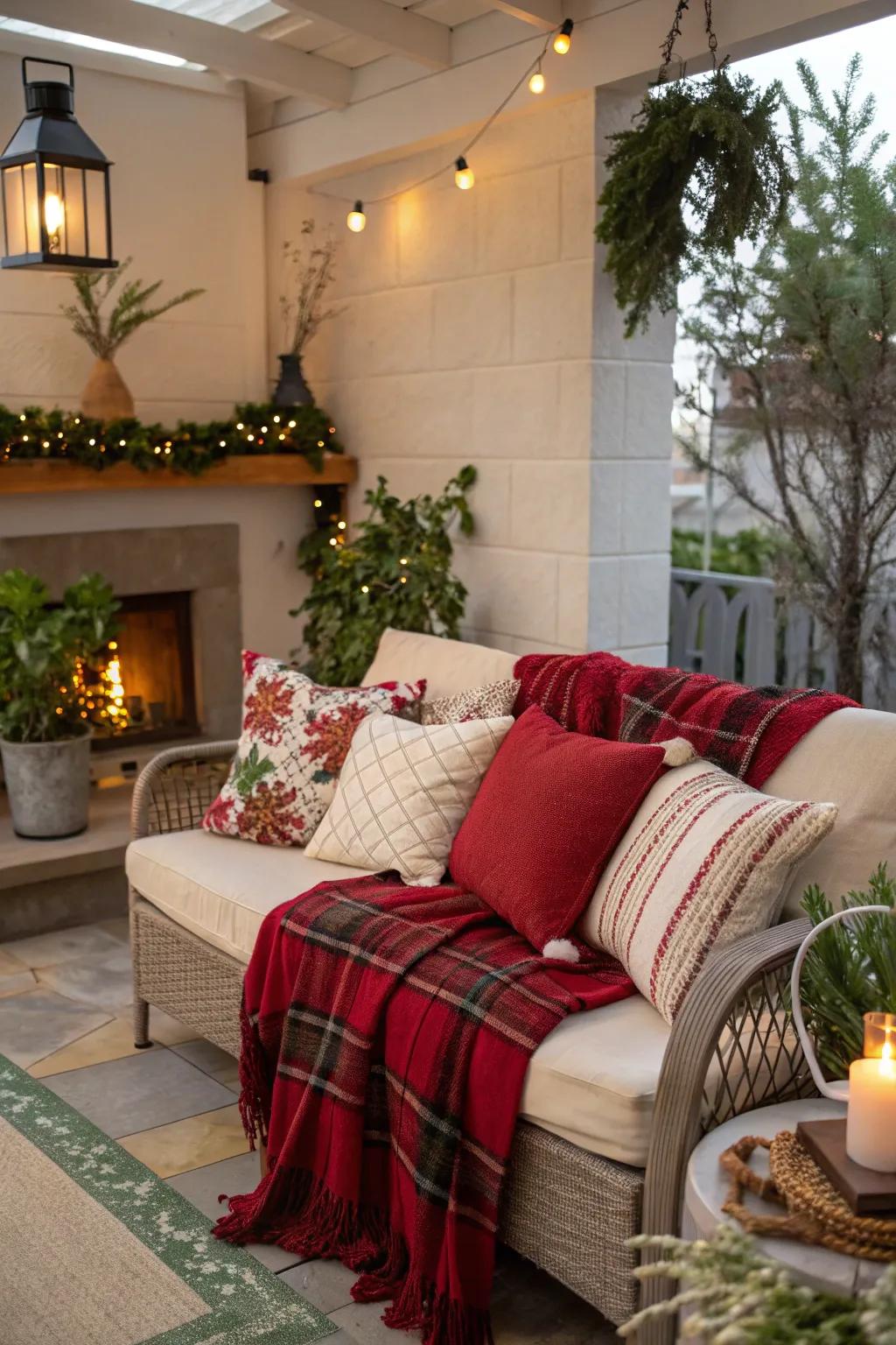 A snug seating nook perfect for holiday relaxation.