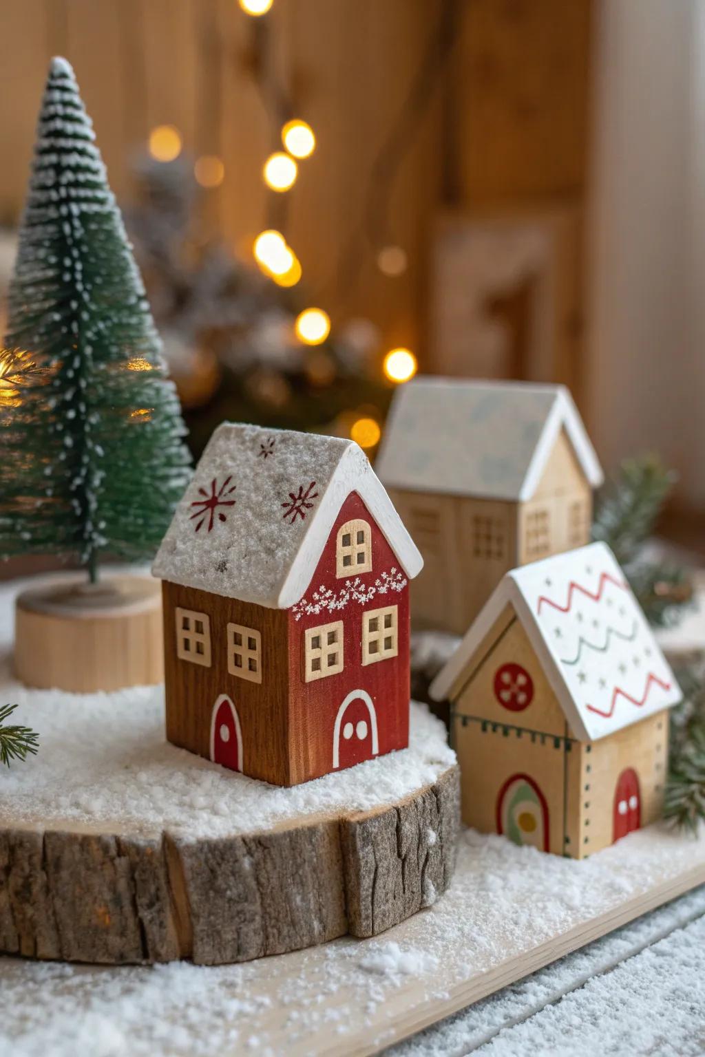 Discover the charm of handcrafted holiday magic with a beautifully detailed miniature winter village.