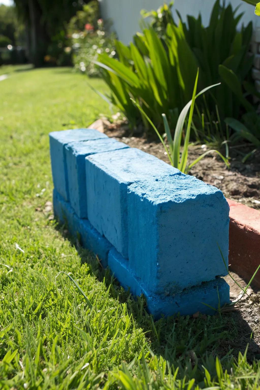 Transform your garden's edge with the bold charm of painted cinder blocks.