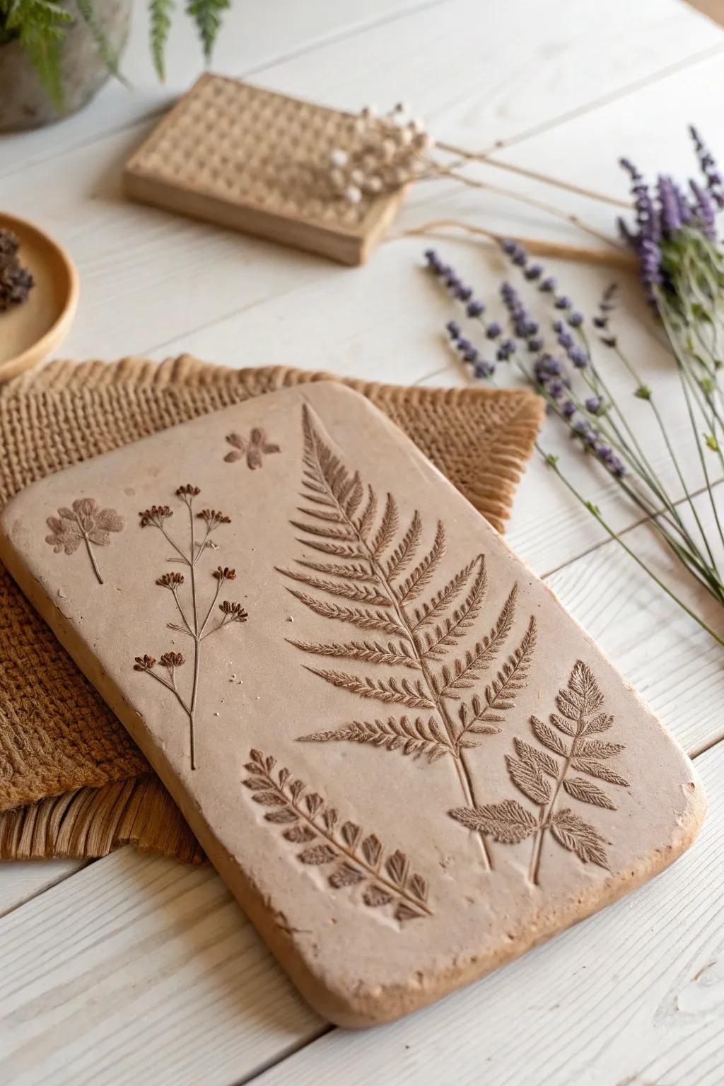 Embrace the serenity of nature with handcrafted clay slabs inspired by the earth's delicate patterns.