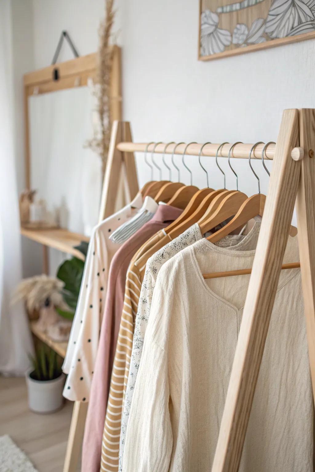 Transform your space with a DIY clothing rack that blends minimalist elegance with a personal touch. #ScandiBoho
