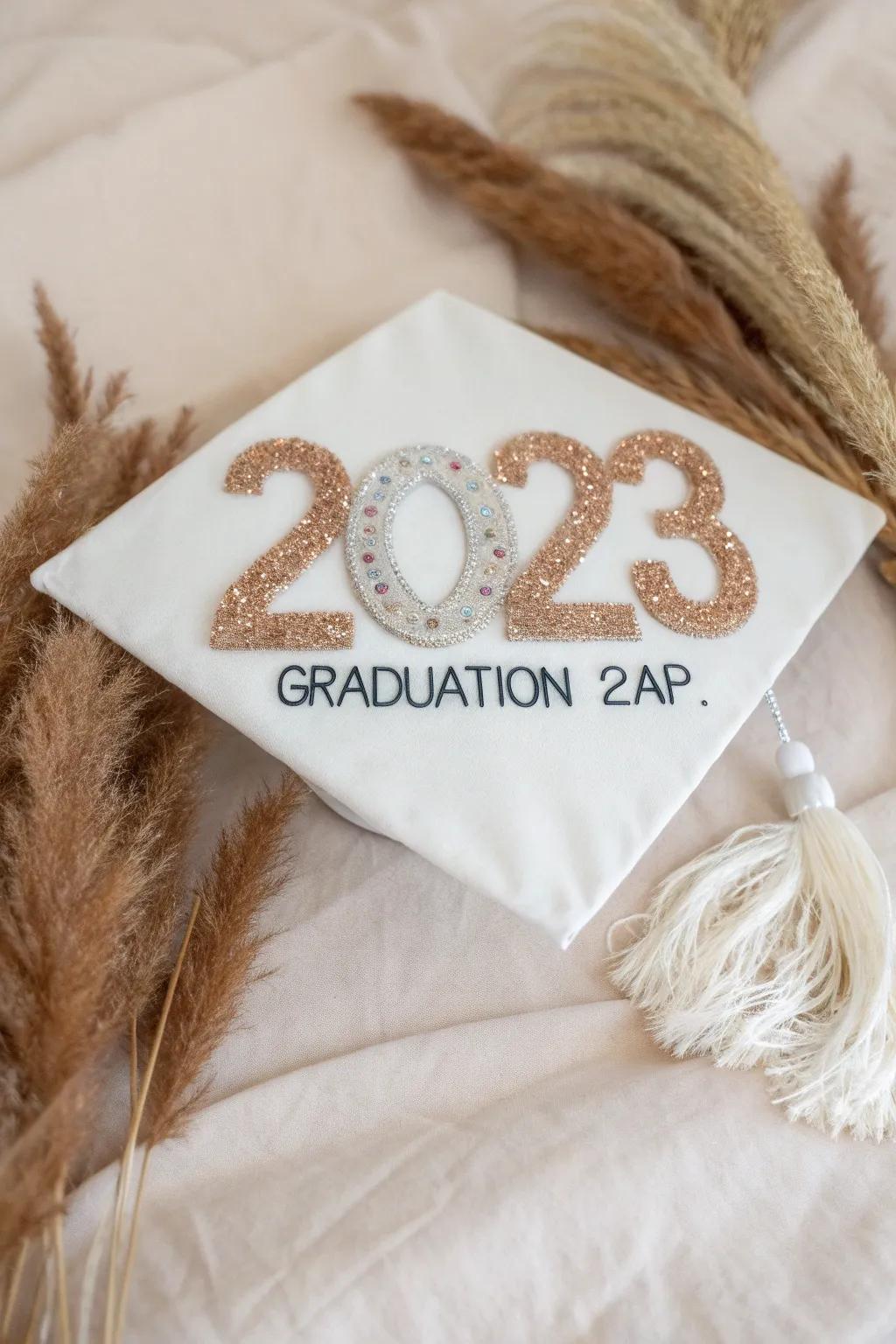 Celebrate your achievement with a touch of sparkle and elegance. Highlight your graduation year with style!