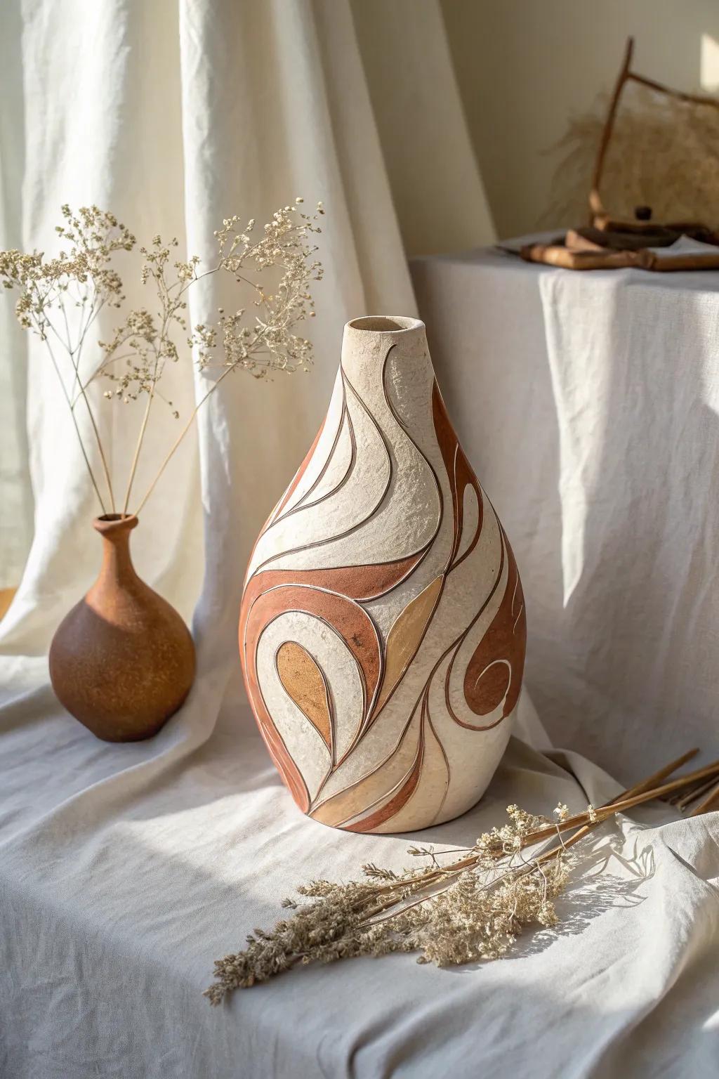 Embrace your creativity with abstract clay art - a minimalist masterpiece in earthy elegance.