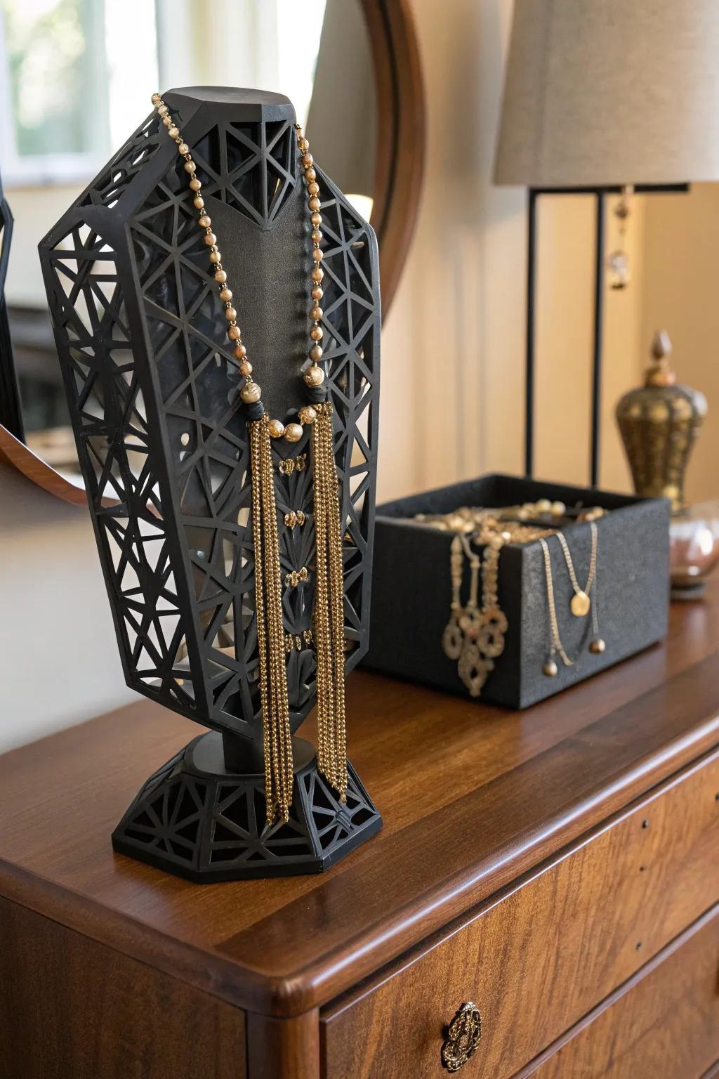 Elevate your accessory game with this stunning 3D-printed jewelry holder, where craftsmanship meets elegance.