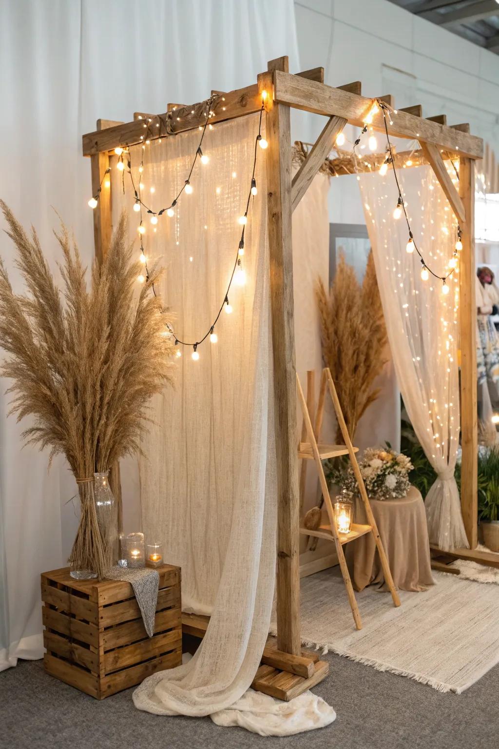 Transform your craft booth into a cozy haven with enchanting fairy lights.